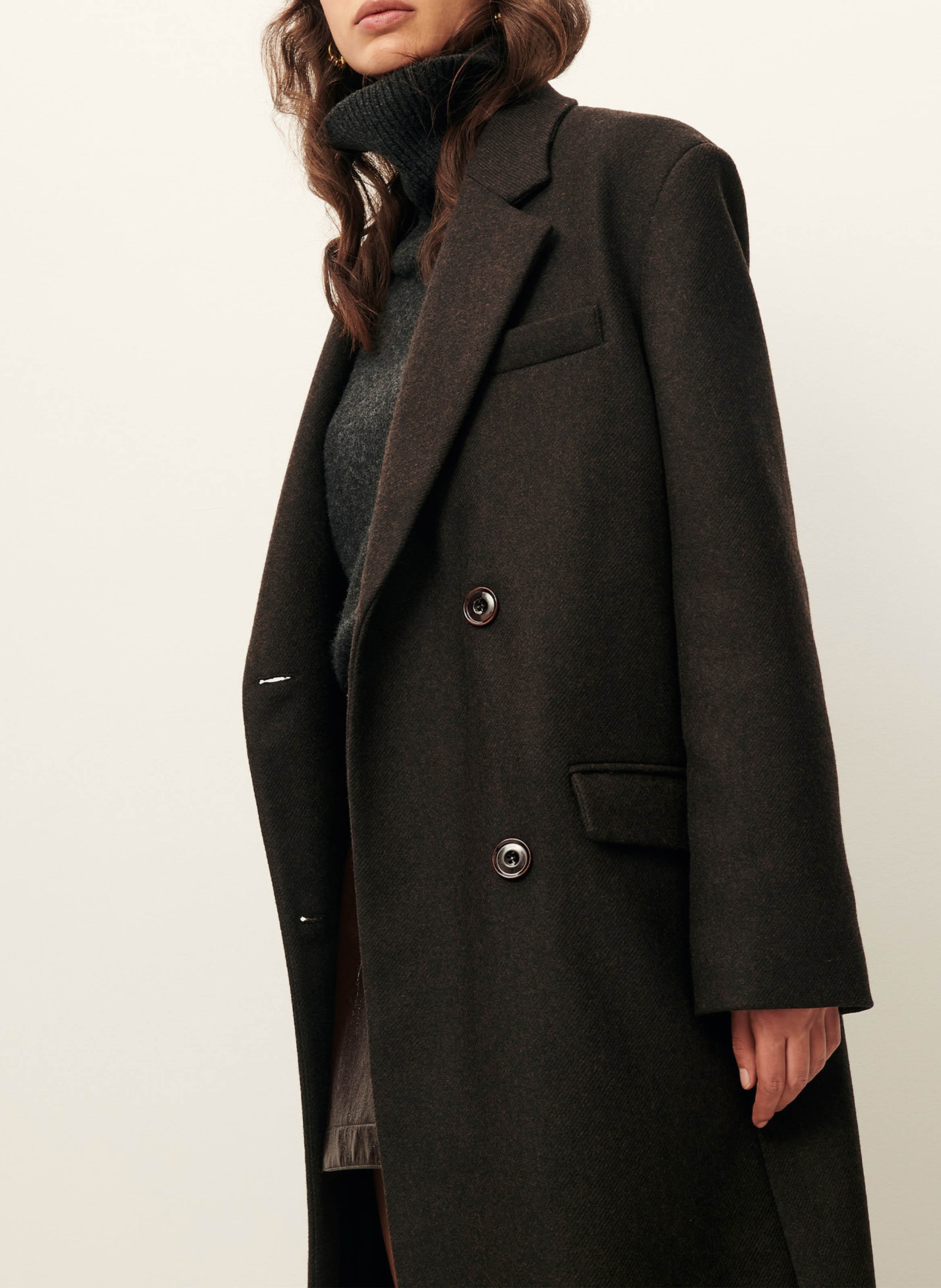 Nara short high-waisted crepe skirt Brown