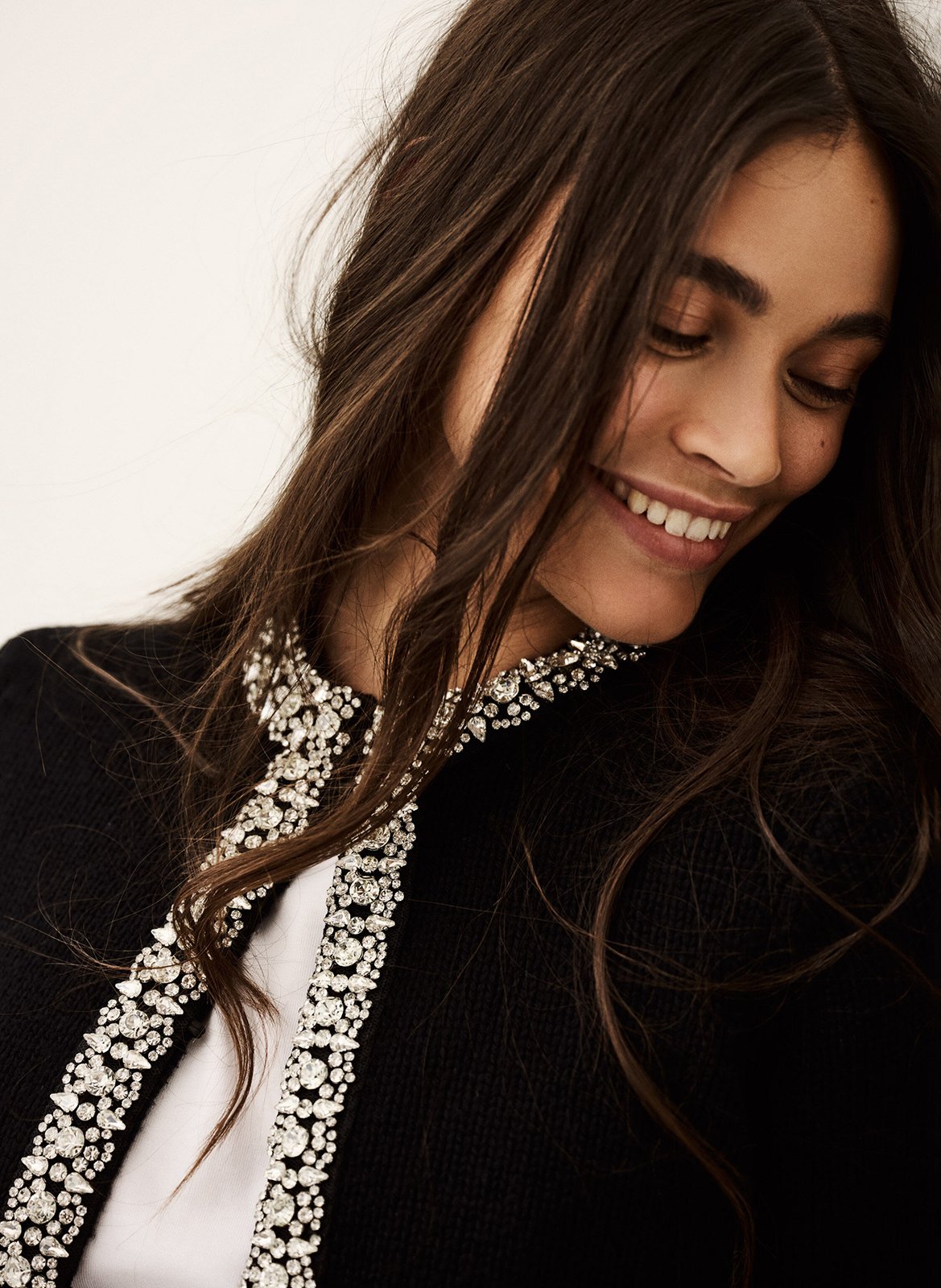 Recht vest met strass in effen breisel. BA&SH Zwart