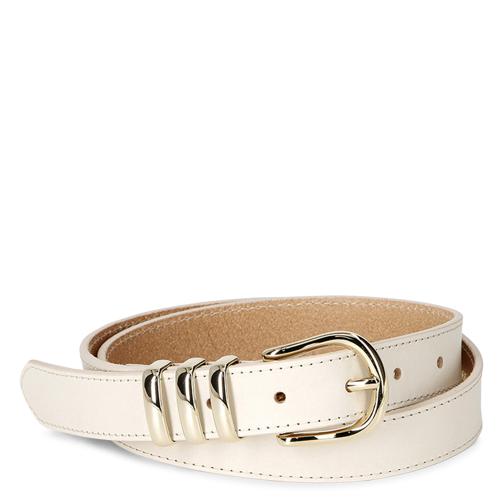 Glattleder-Gürtel mit Schnalle HERBERT FRERE SOEUR Beige