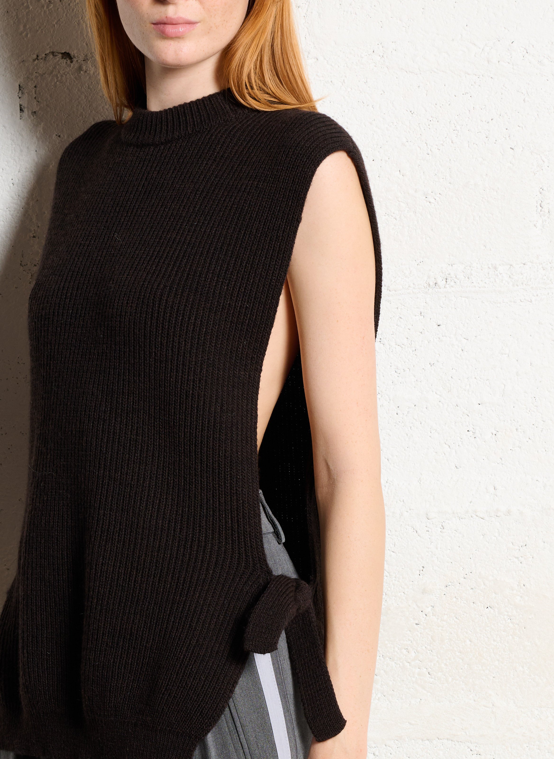 Pull droit col rond en maille IMPERIAL Marron