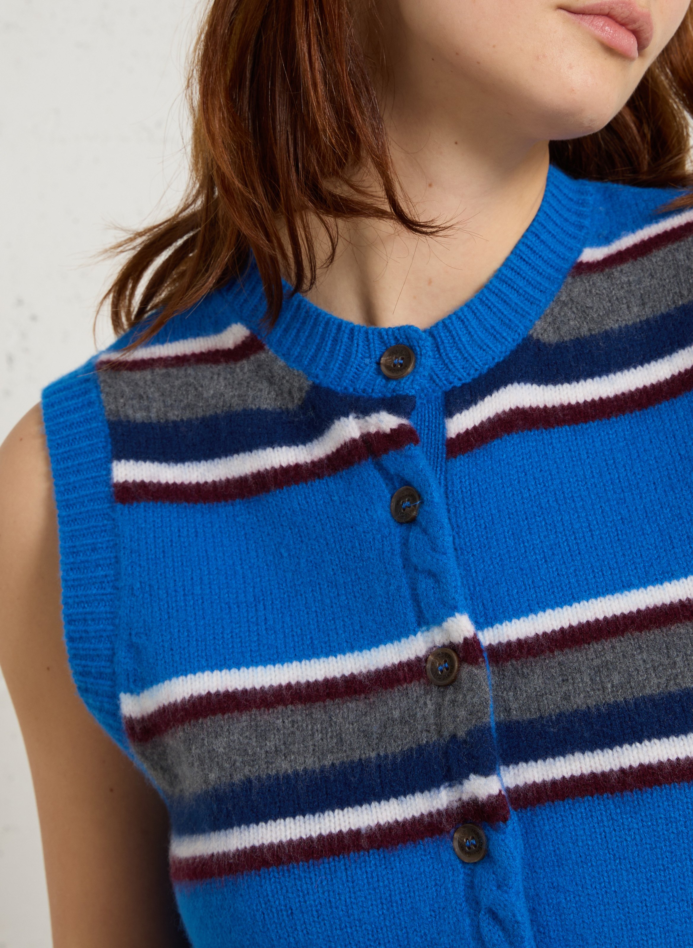 Strickjacke aus Wolle mit Rundhalsausschnitt DAMSON MADDER Blau