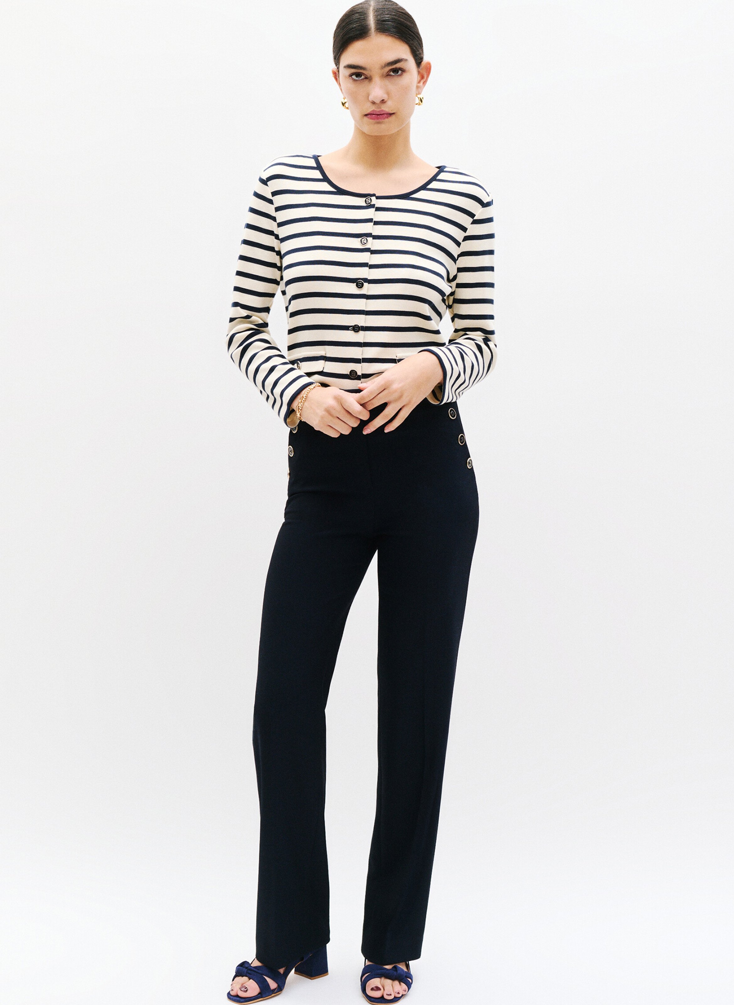 Carrotbroek met hoge taille CAROLL Blauw