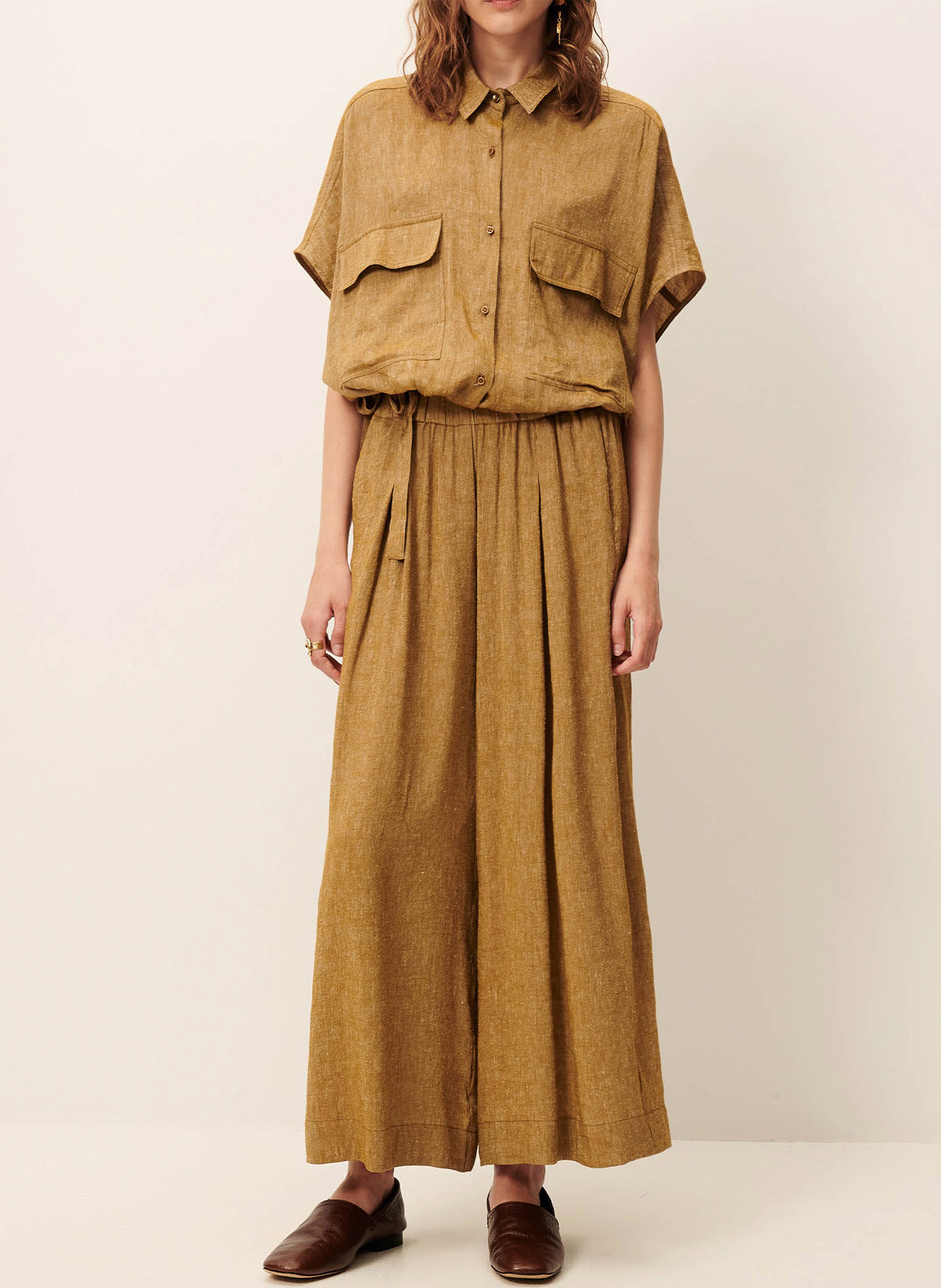 Oversized blouse met klassieke kraag SESSUN Kaki