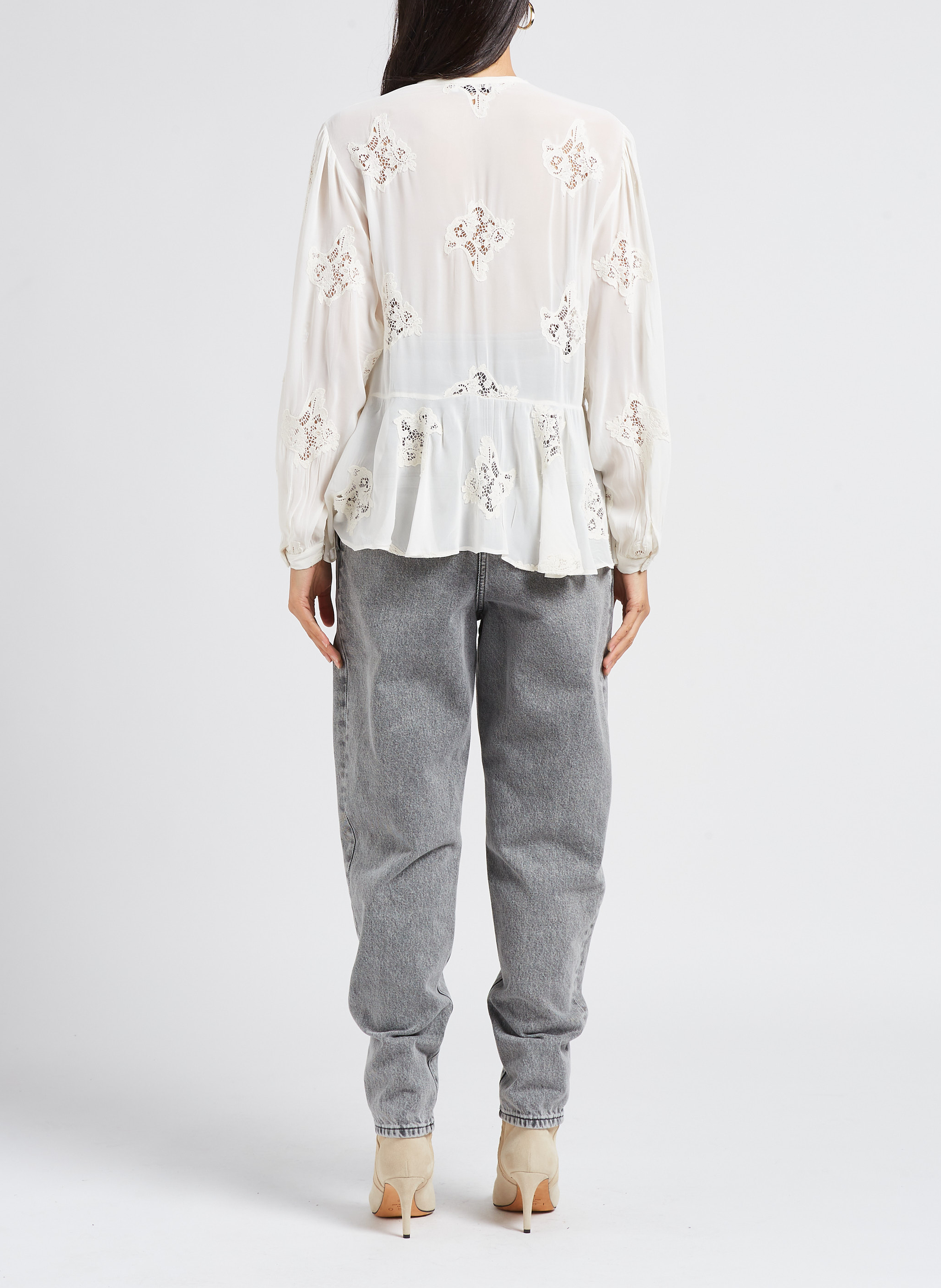 Blouse col tunisien à broderie ajourées IRO Beige