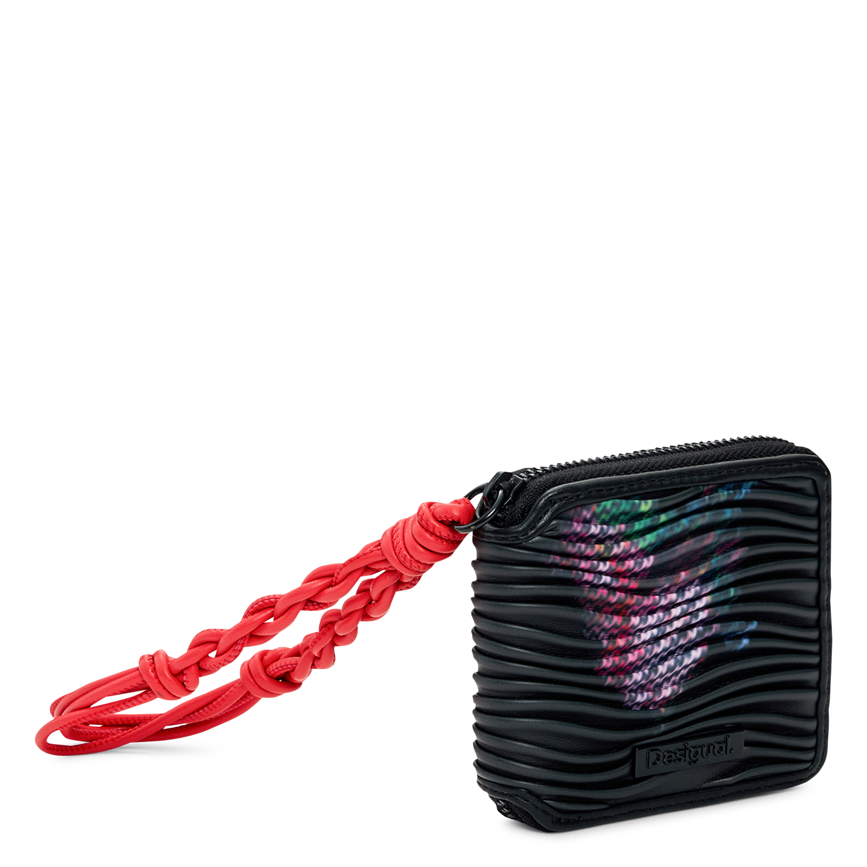 Floral textured coin purse DESIGUAL Black