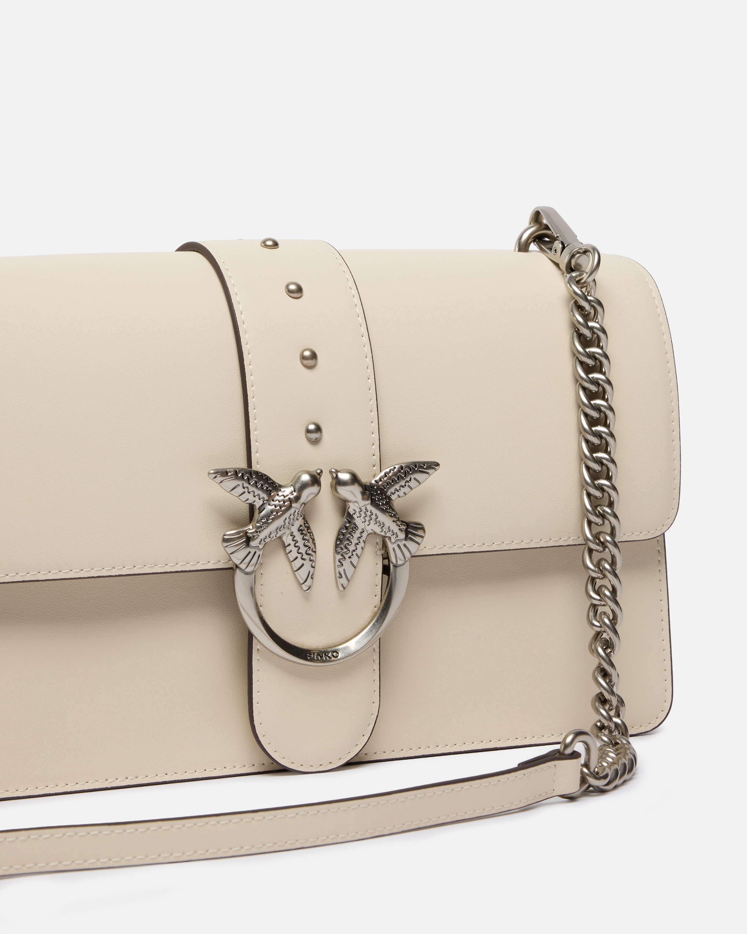 Medium Love Bag One leather handbag Silver