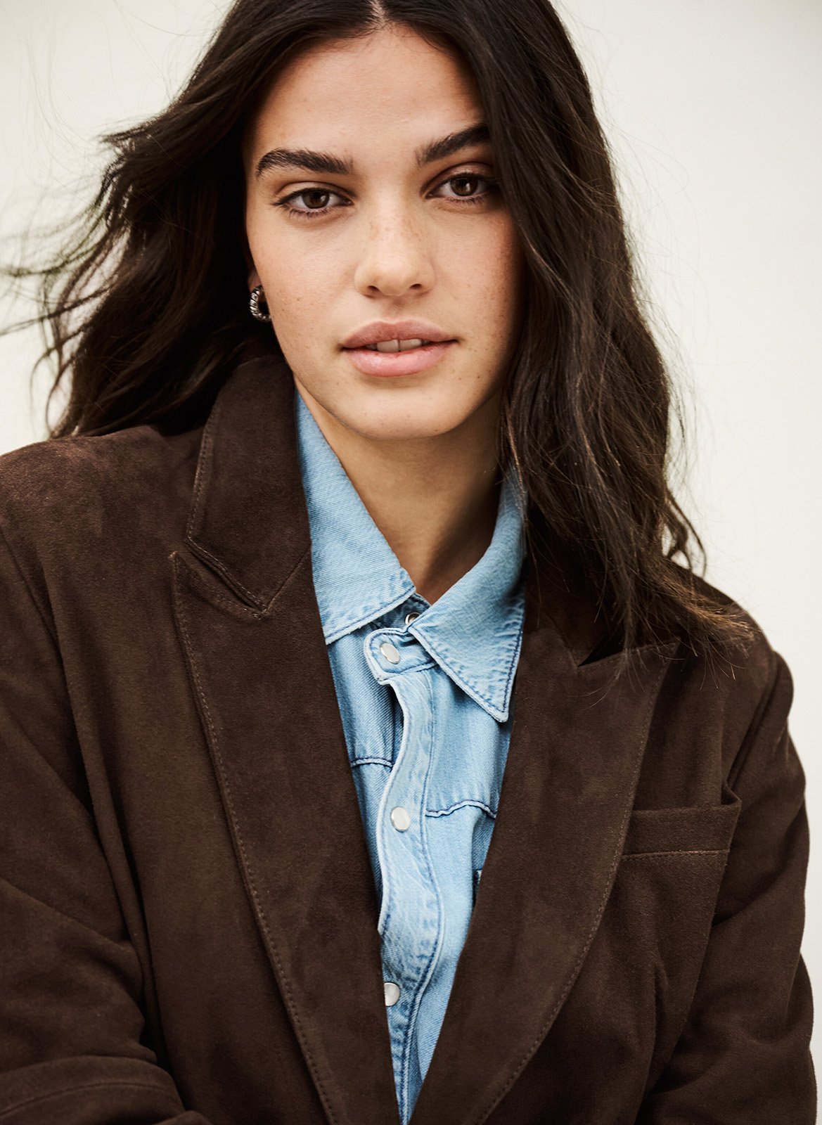 Veste de blazer droite en cuir BA&SH Marron