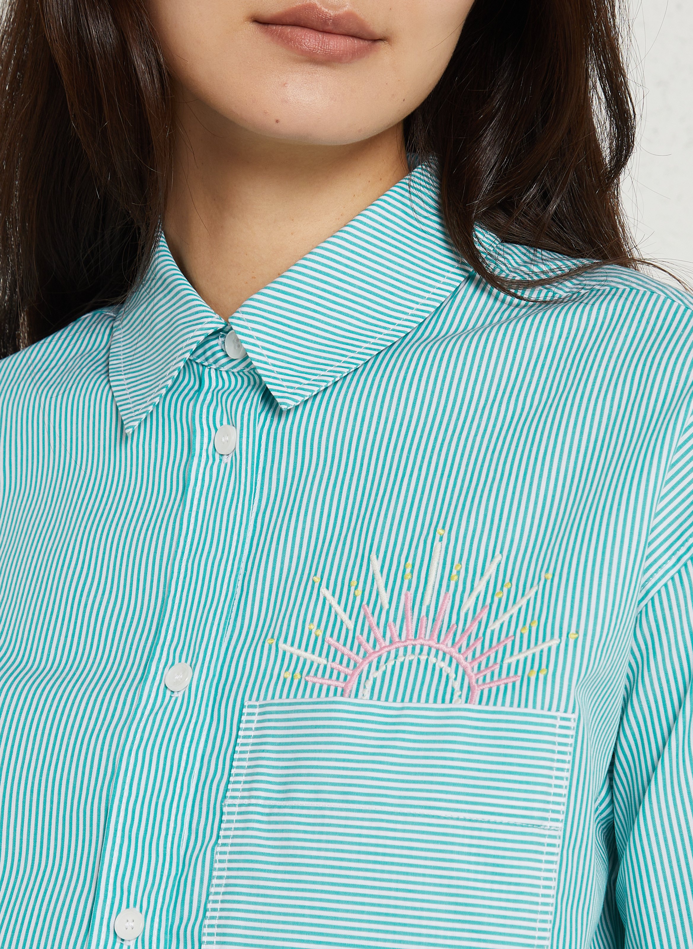 Weite Baumwollbluse mit Streifen SACRECOEUR Grun