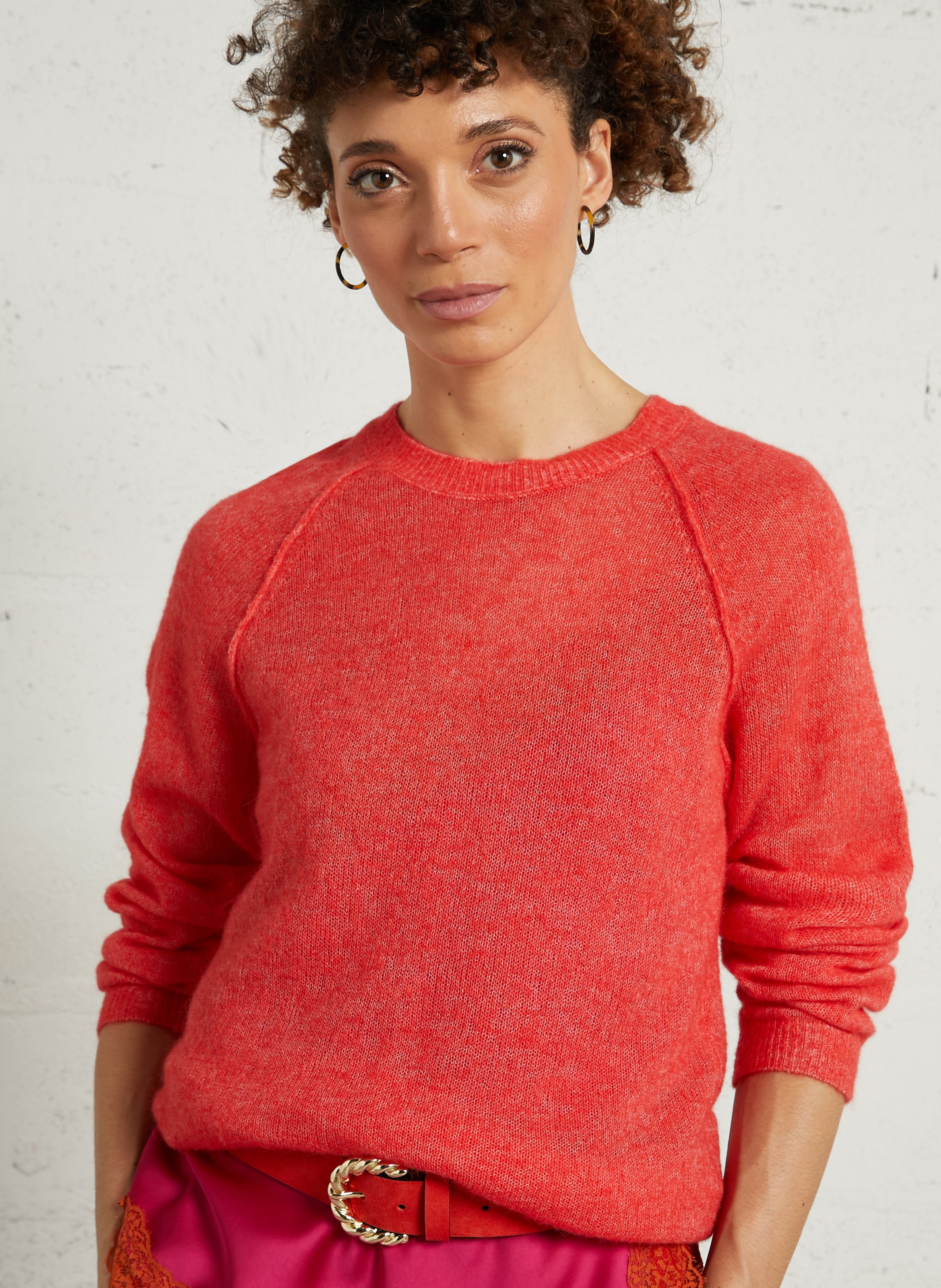 Round-neck wool-blend straight-cut sweater SUD EXPRESS