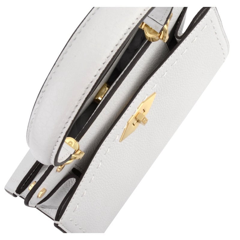 Handbag in calfskin POURCHET White