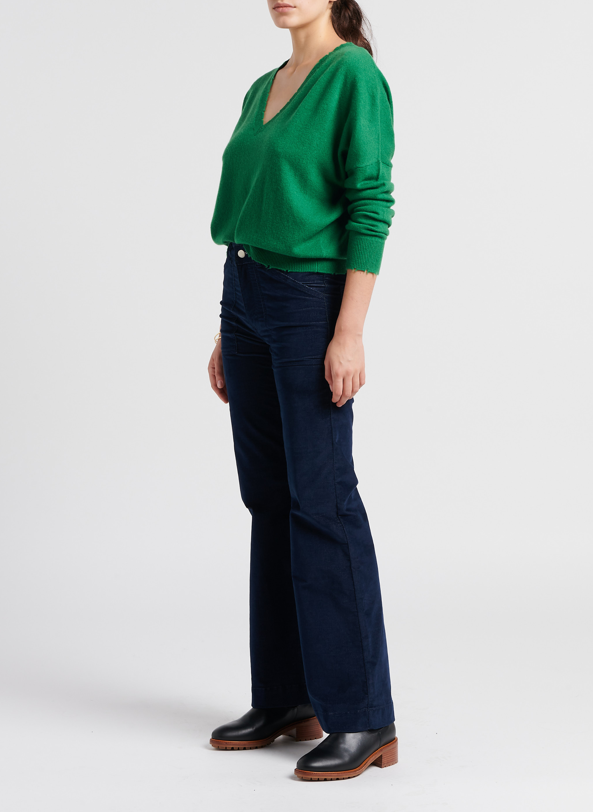 Pantalon évasé en coton mélangé ACQUAVERDE Bleu