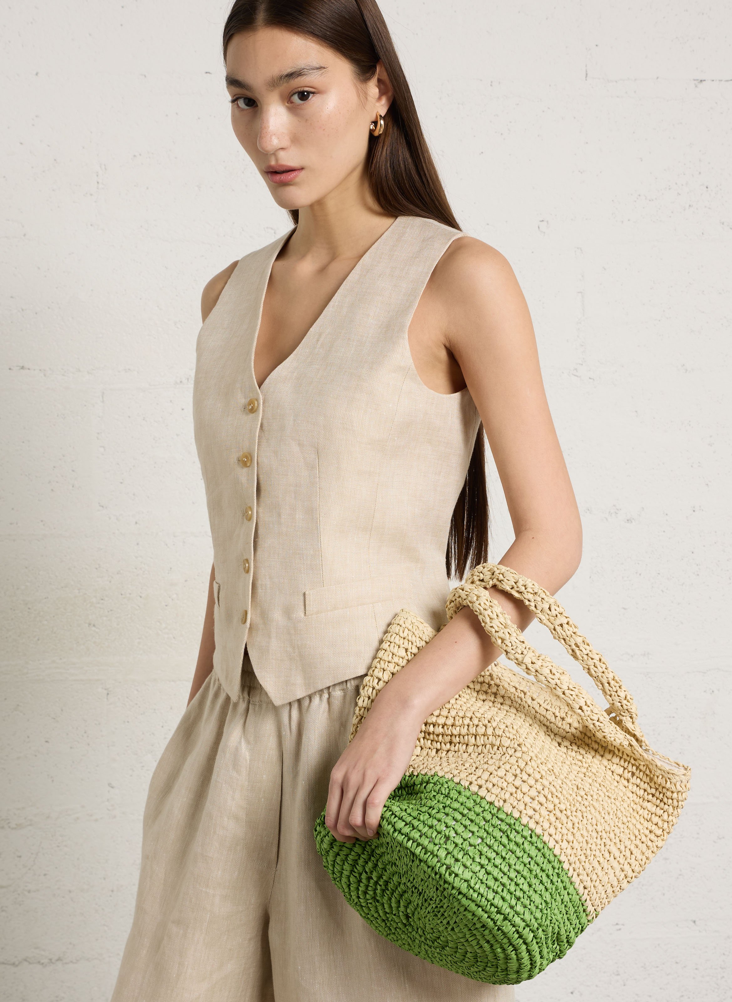 Panier tressé AU PRINTEMPS PARIS Vert