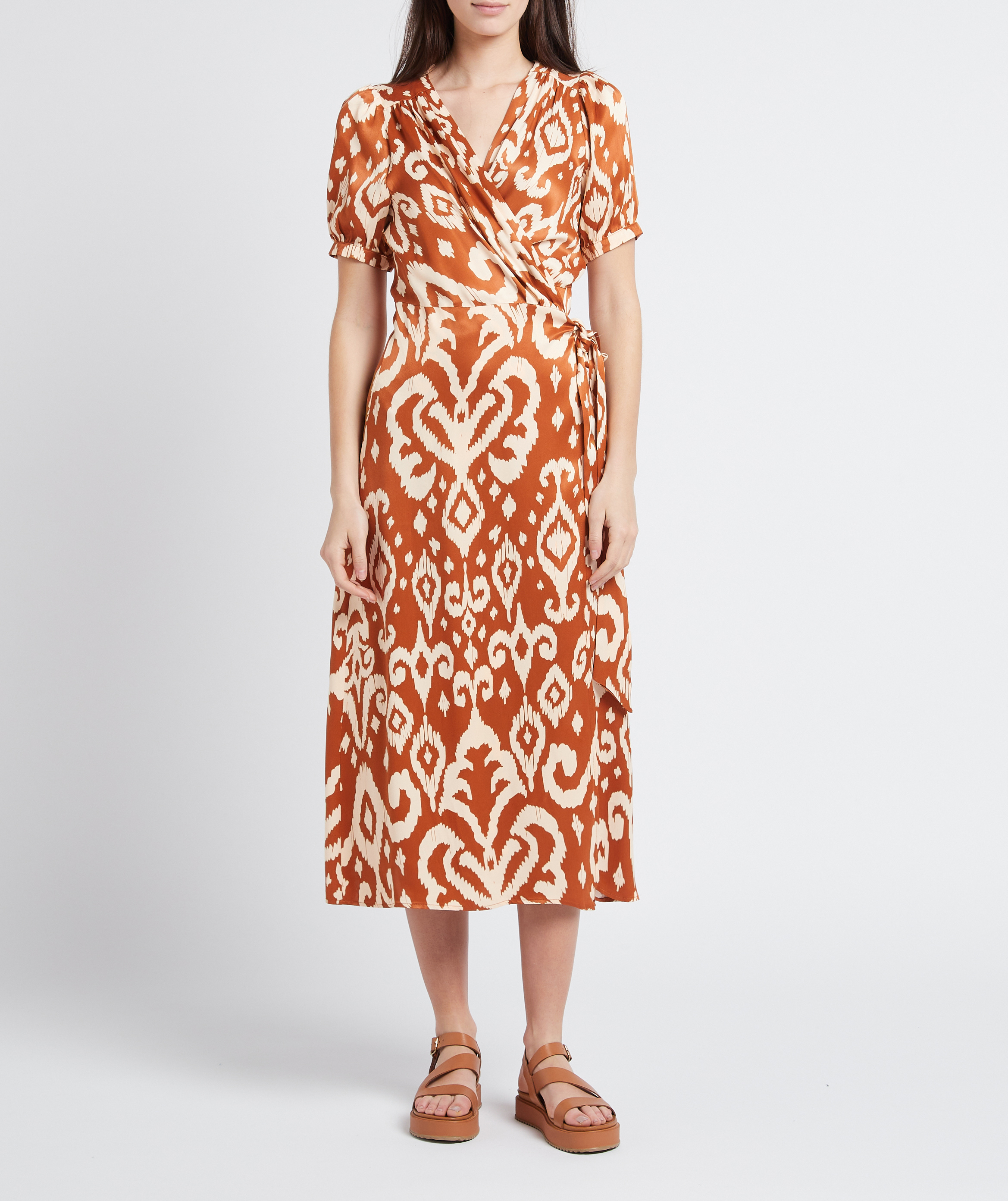 Long printed wrap dress LA PETITE ETOILE Brown