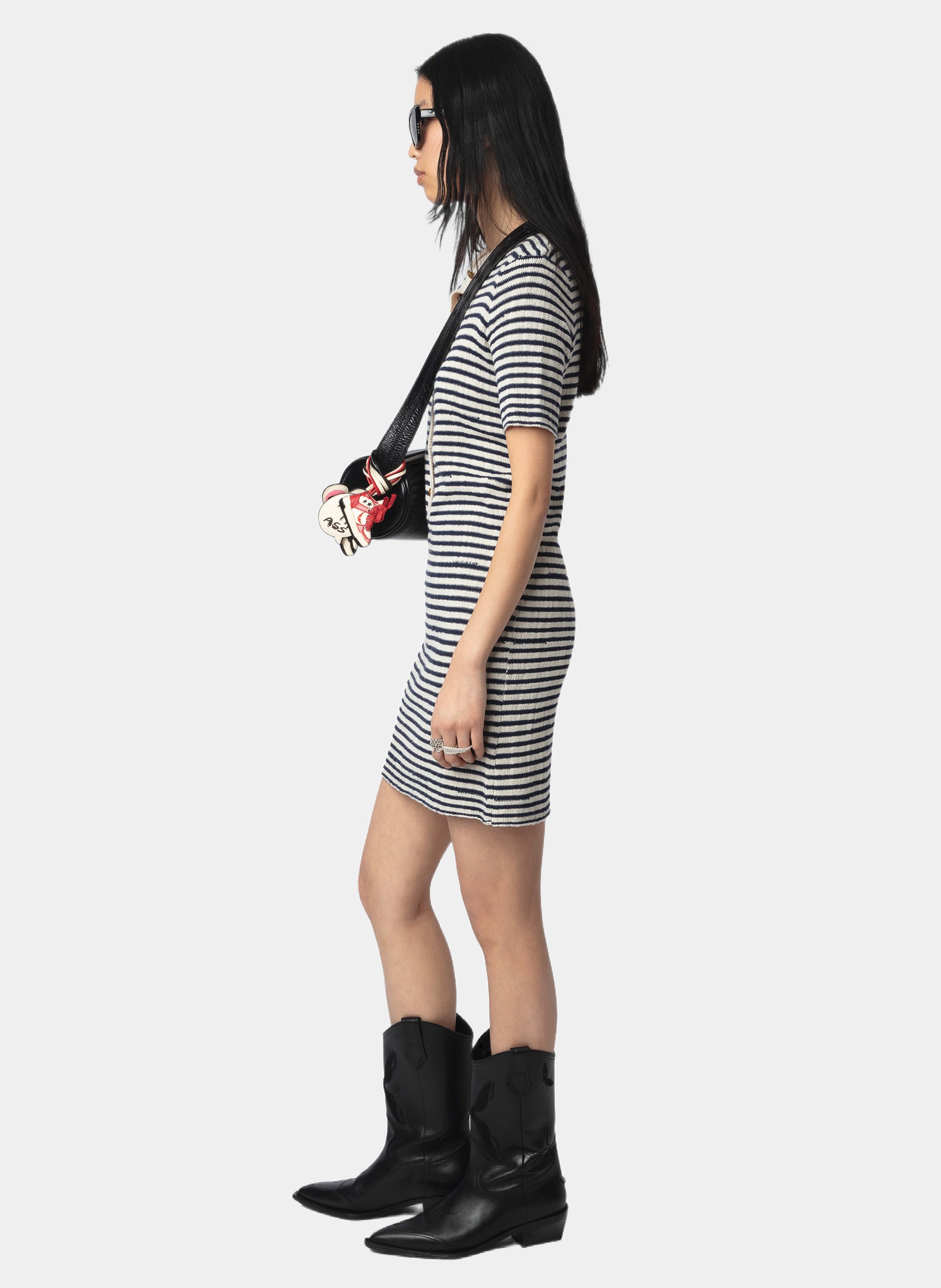 Robe courte col rond à rayures ZADIG&VOLTAIRE Bleu