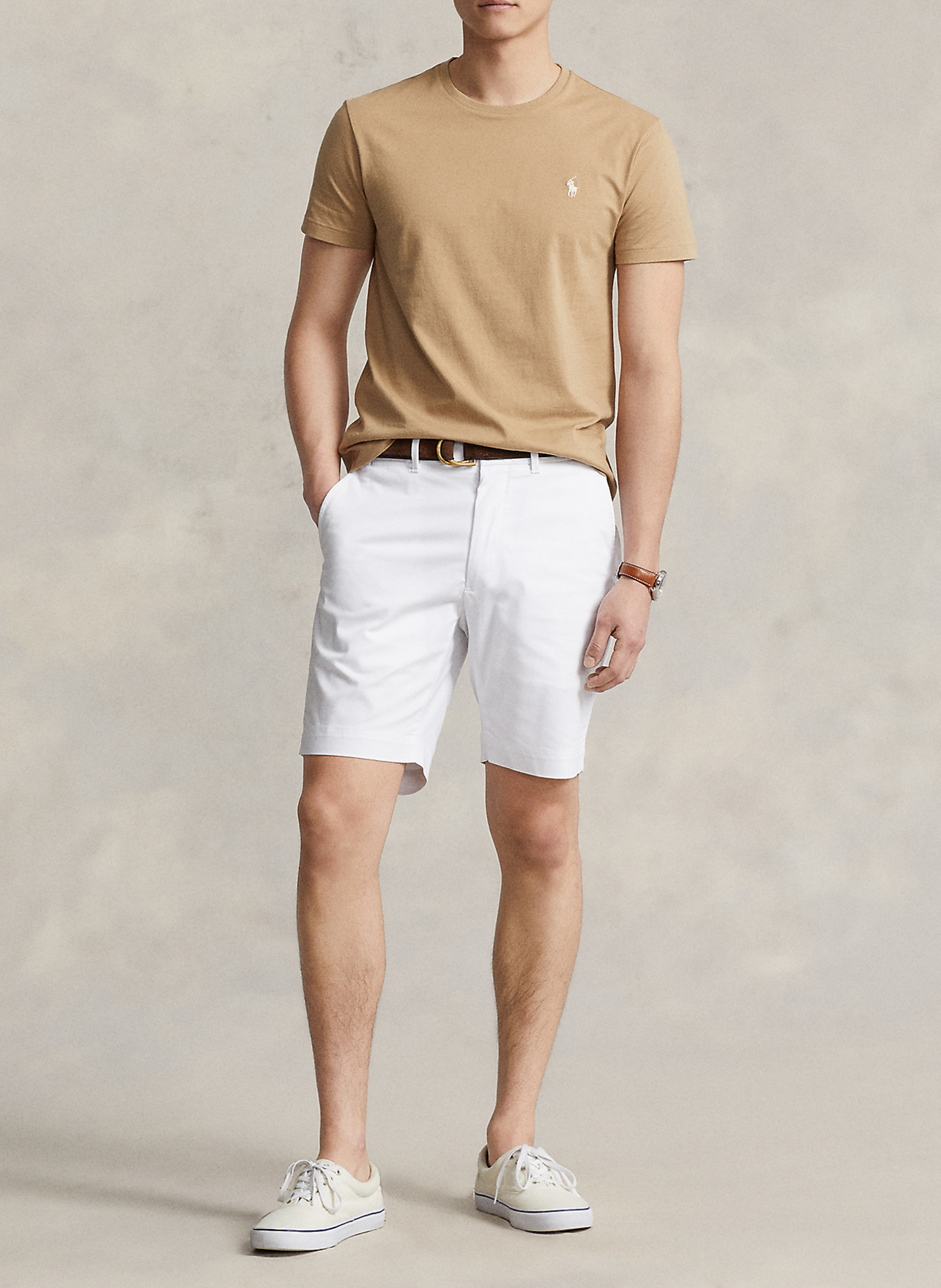 Rundhals-T-Shirt aus Baumwolle, Slim Fit POLO RALPH LAUREN Beige