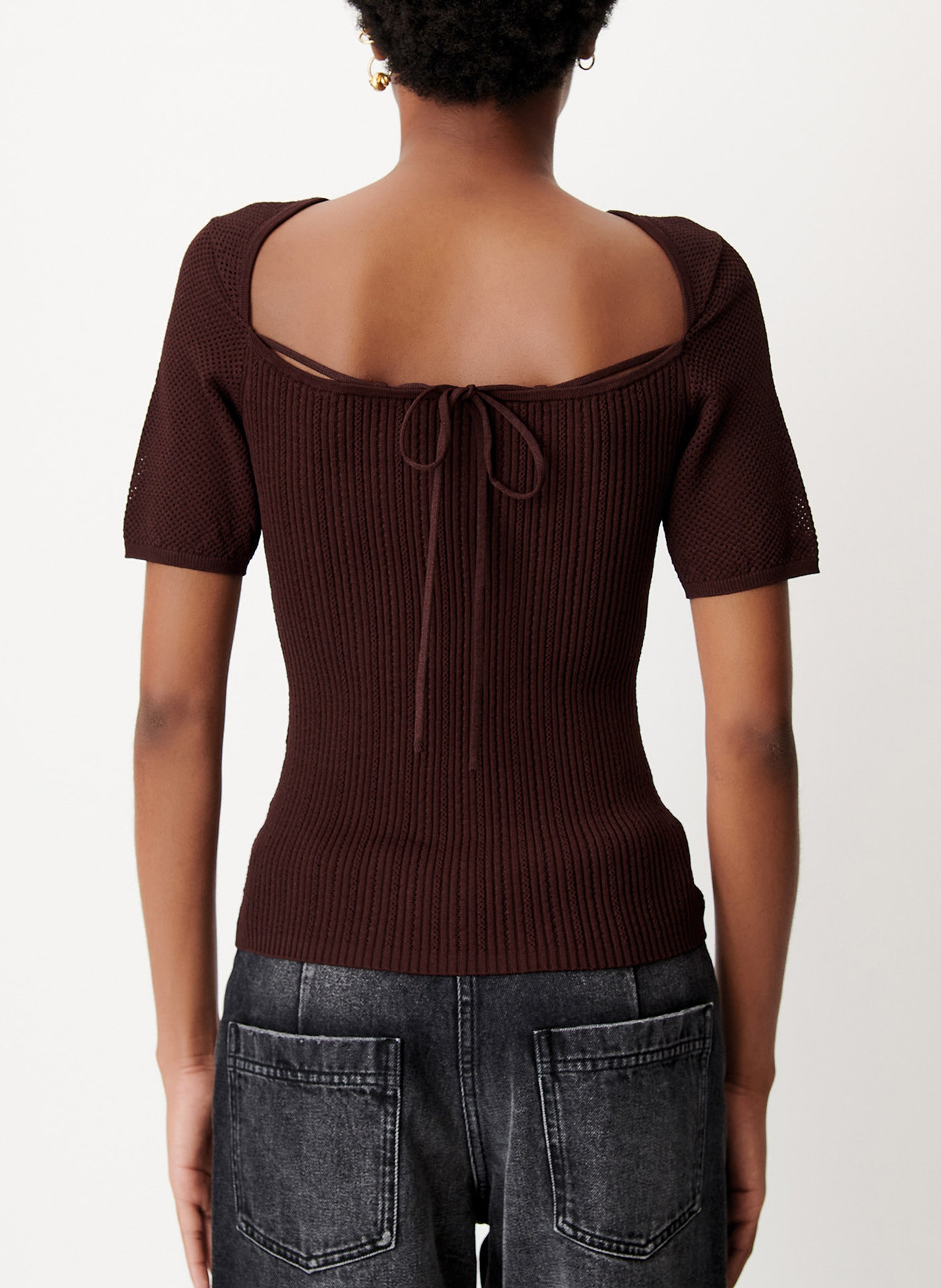 Round neck cotton top SESSUN Brown