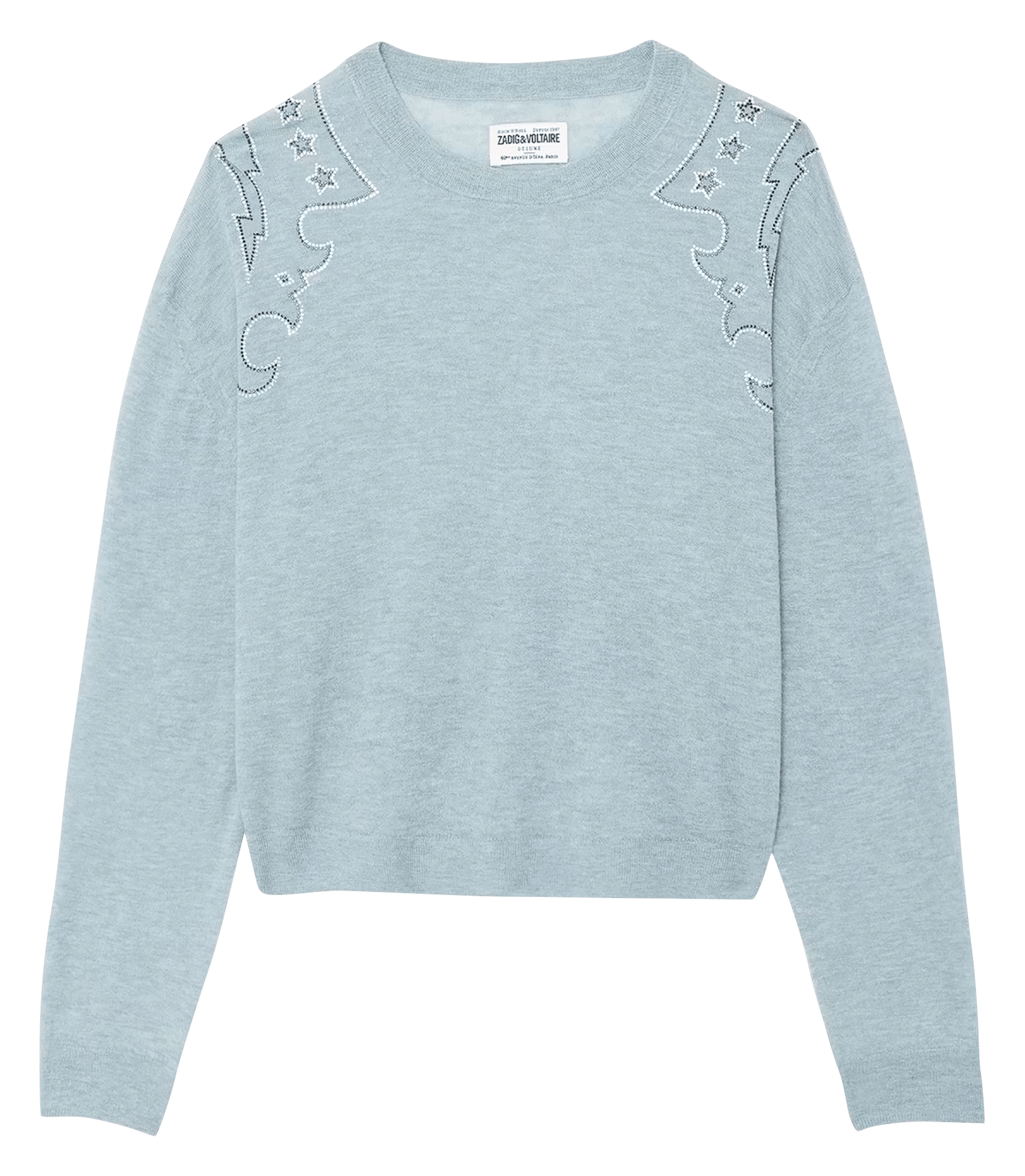Gerader Pullover mit Strass aus Kaschmir ZADIG&VOLTAIRE Blau