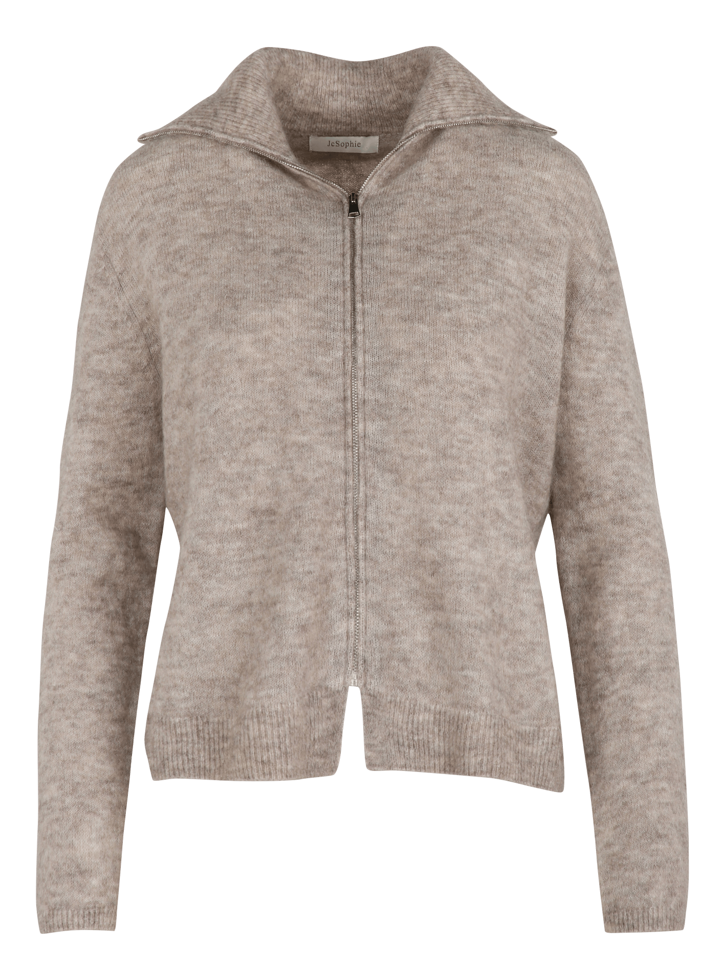 Zip-up cardigan in mohair and wool blend JC SOPHIE Beige