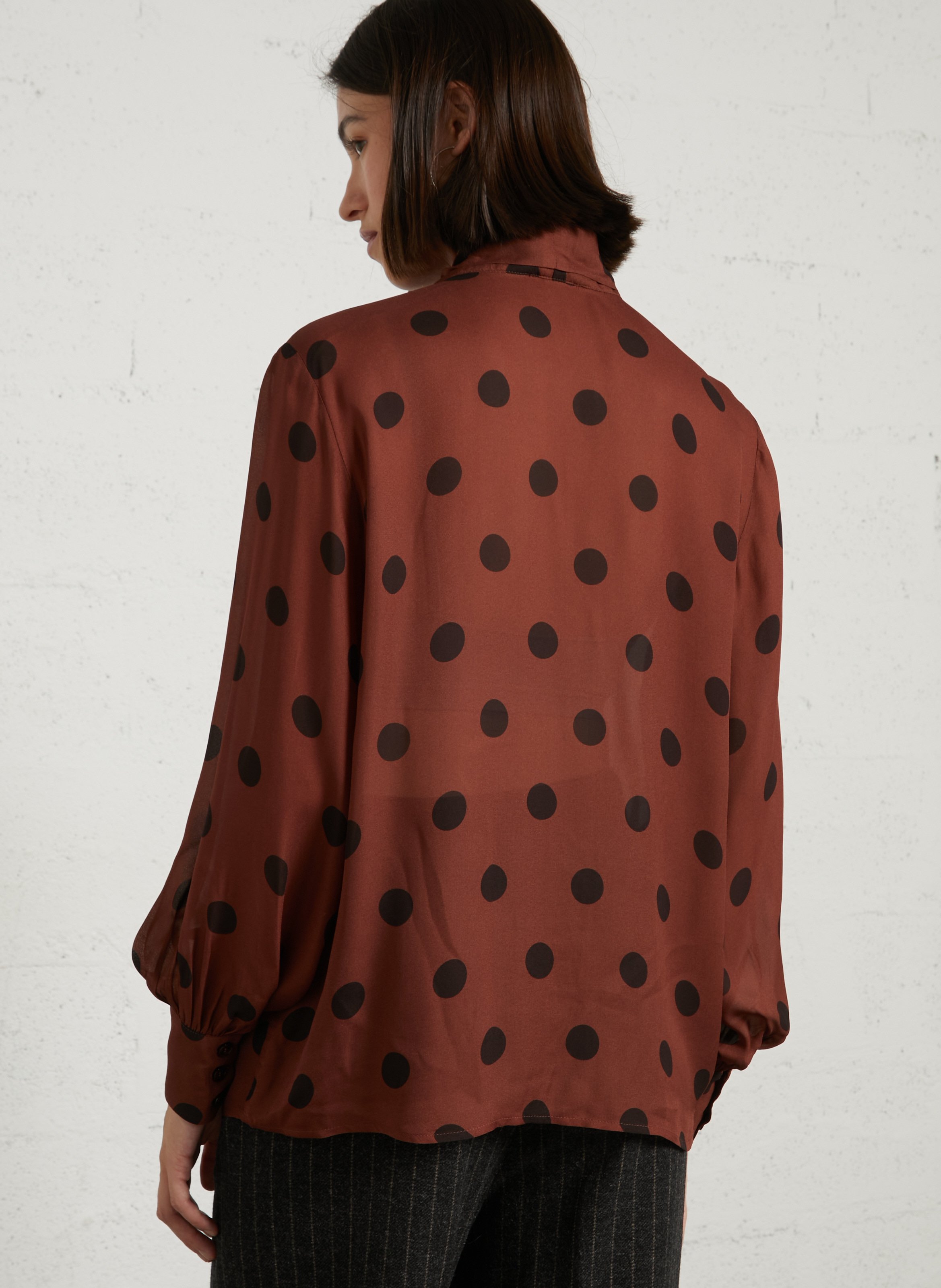 Loose-fitting blouse with pattern DES PETITS HAUTS Brown
