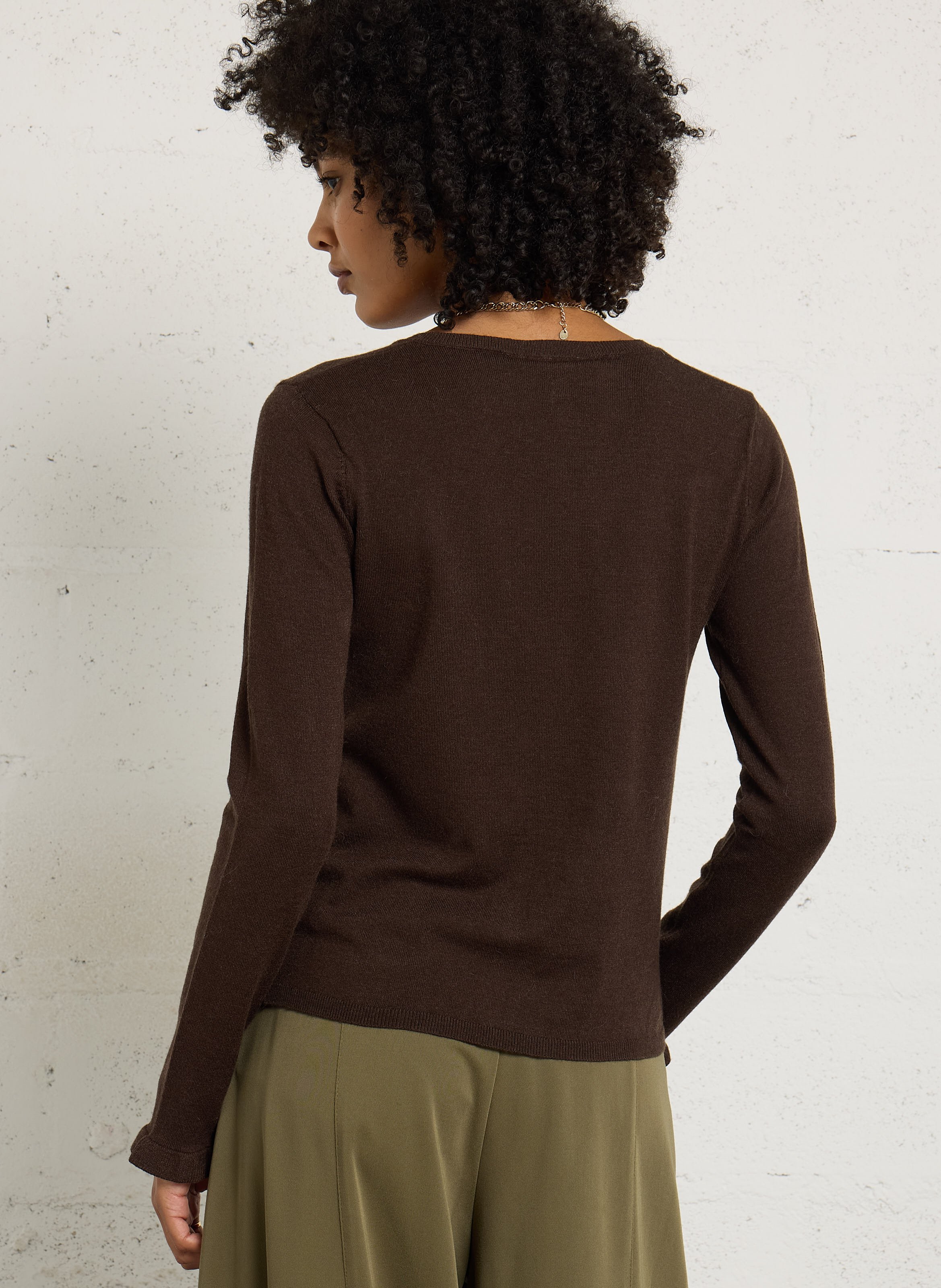 Straight cotton-blend sweater with round neck LA PETITE ETOILE Brown