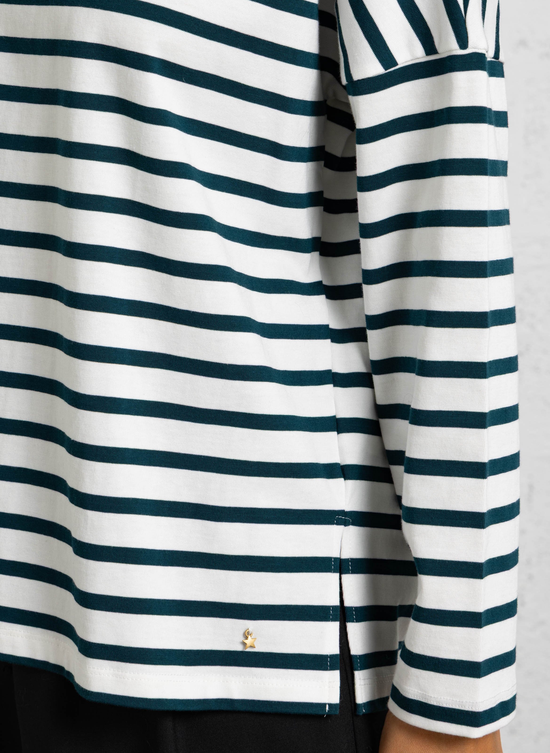 Tee-shirt oversize col rond en coton rayé DES PETITS HAUTS Multicolore