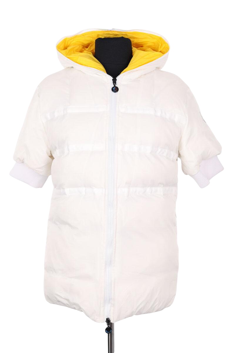 Zipped high-neck colorblock padded jacket with hood MONCLER - Seconde Main White