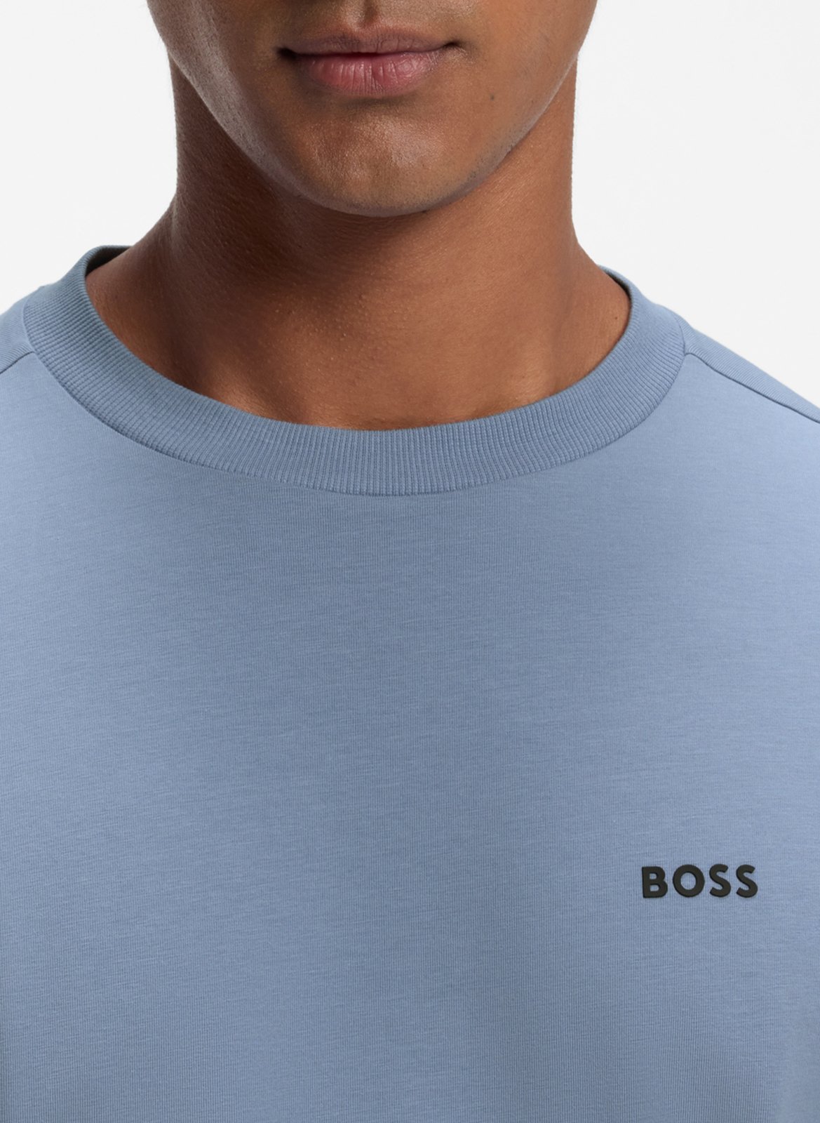 Tee-shirt col rond en coton mélangé BOSS Bleu