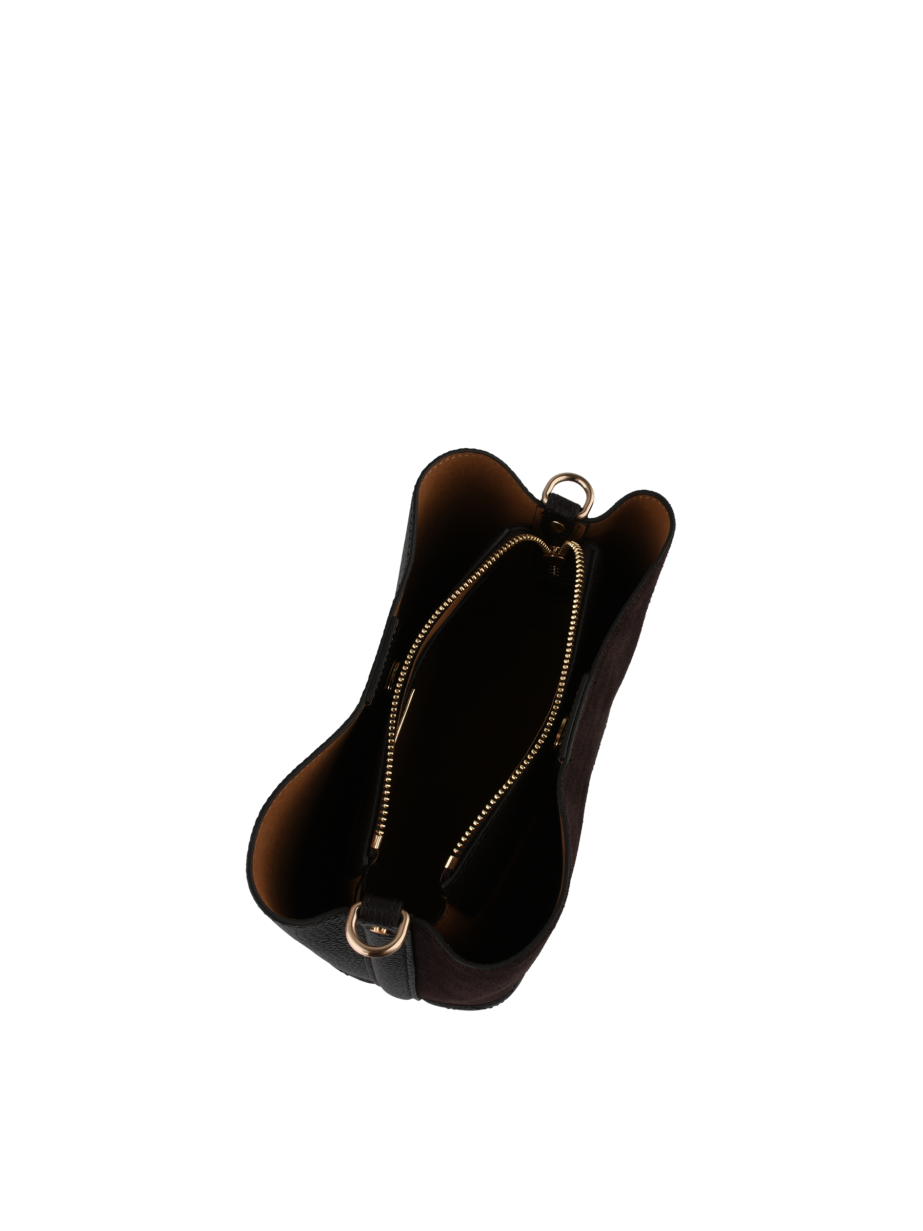 Cowhide suede leather shoulder bag | Brown POURCHET Women