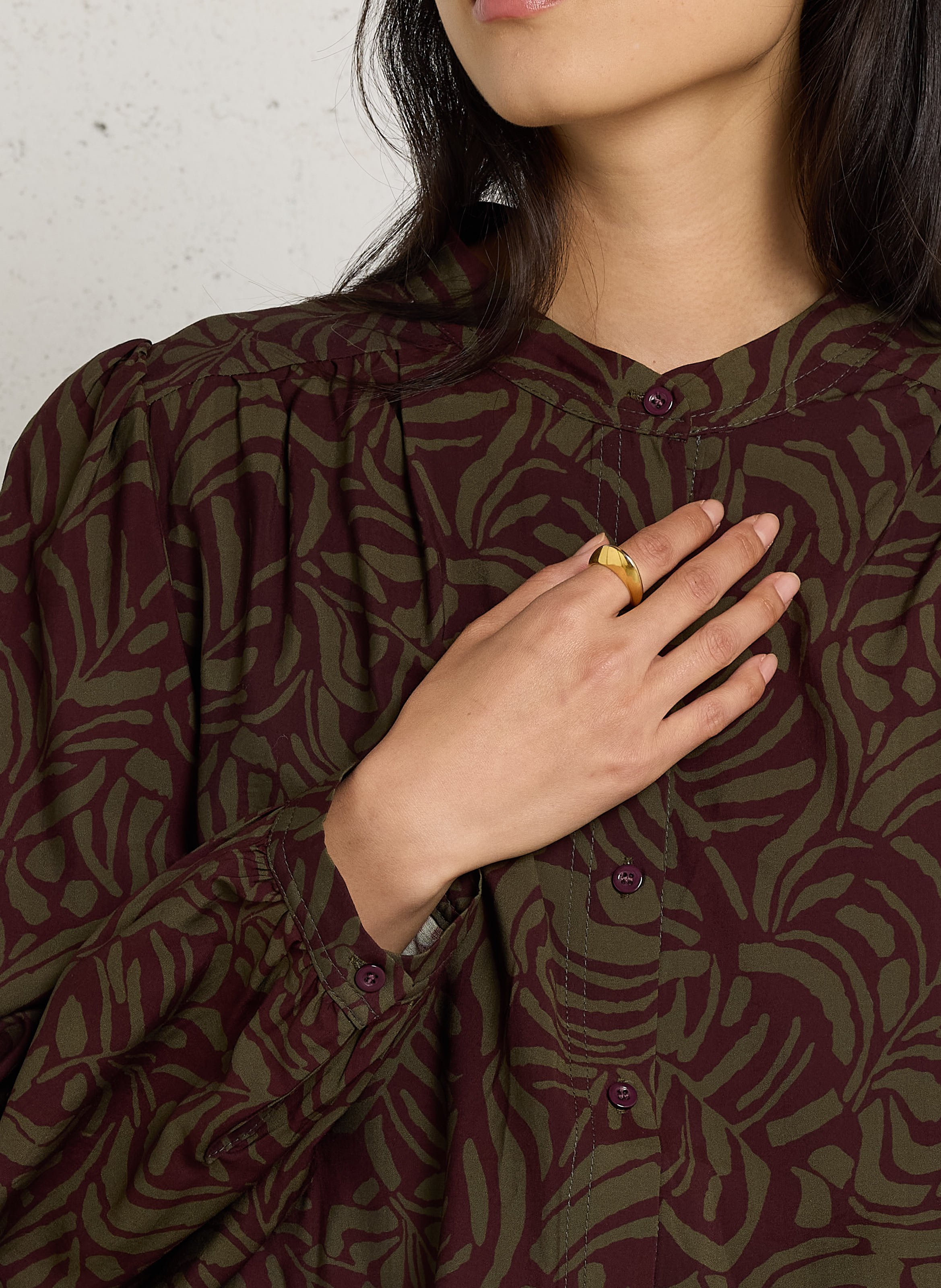 Ruimvallende blouse met print THE KORNER Paars