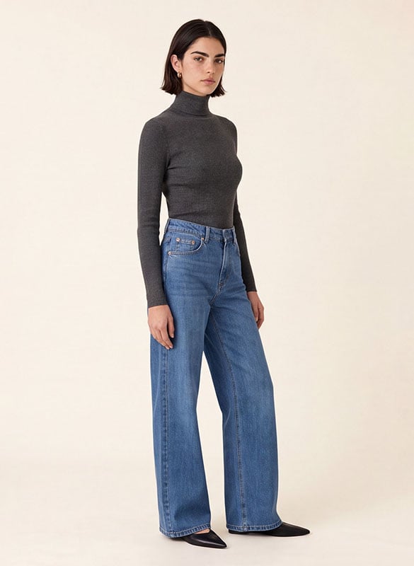 Close-fit wool polo neck sweater | Grey KOOKAI Women