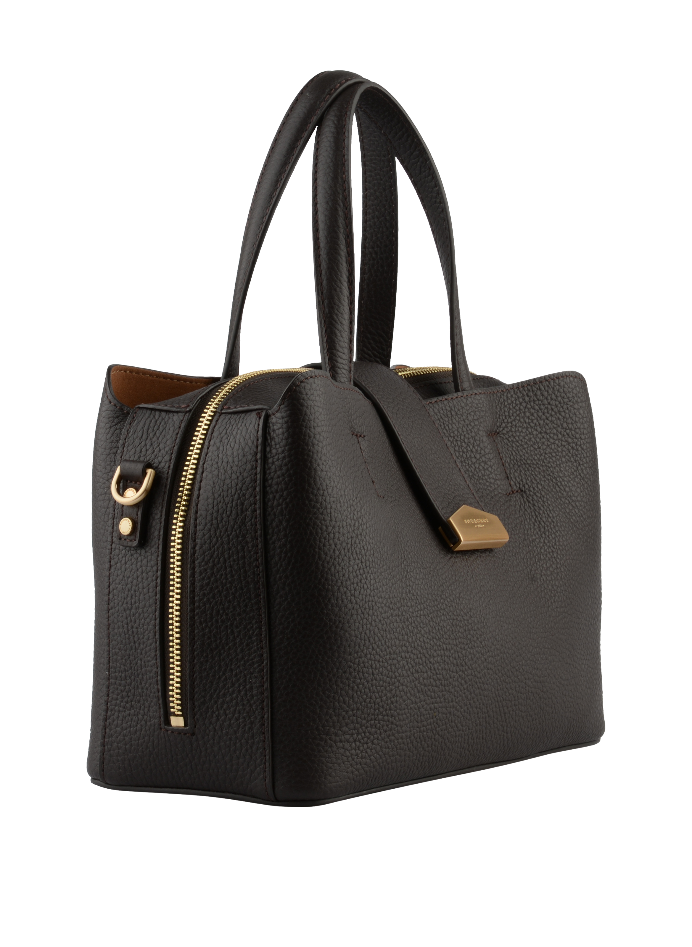 Calfskin leather handbag POURCHET Brown