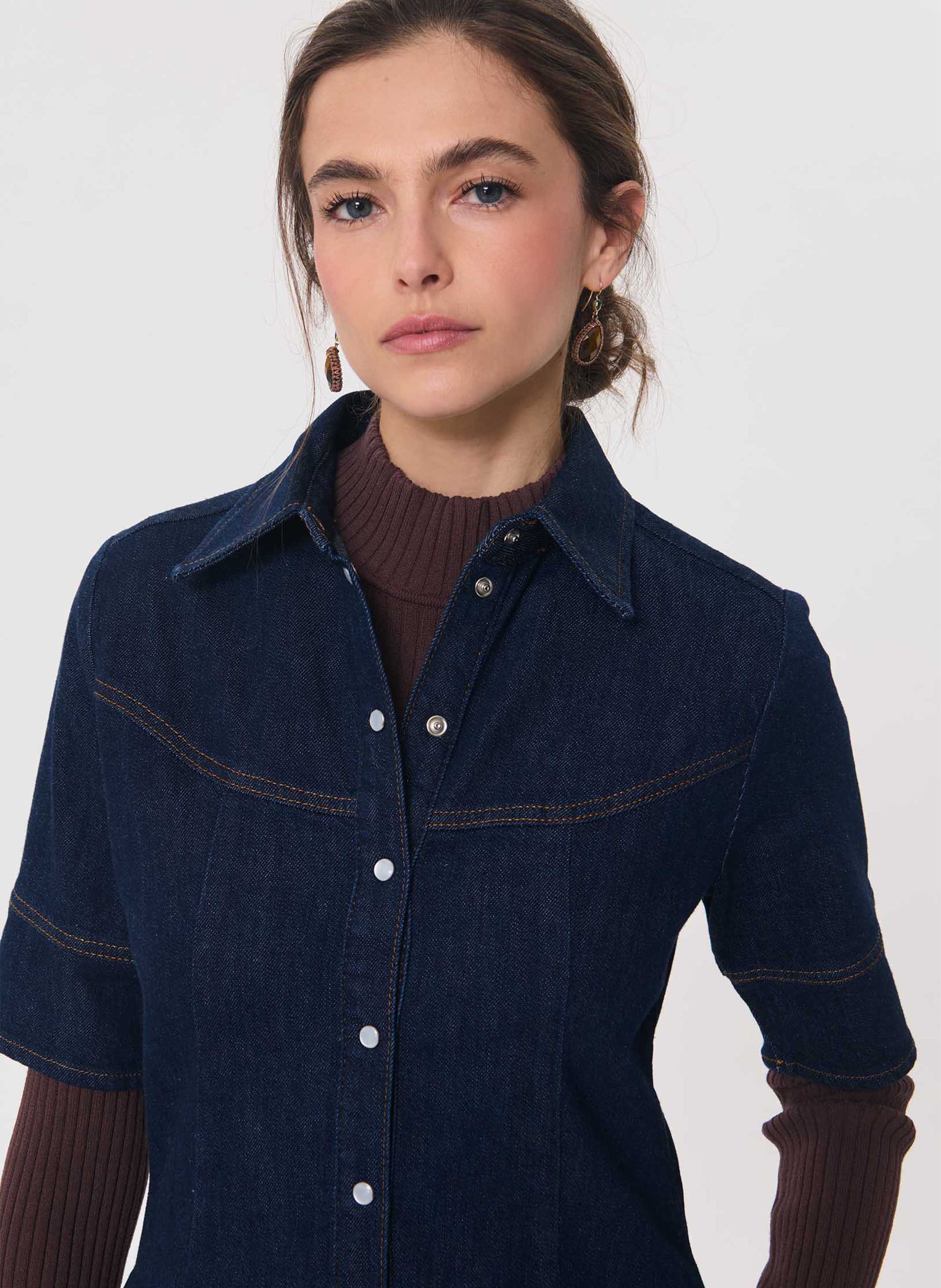 Ausgestelltes Midi-Kleid aus Denim TARA JARMON Blau