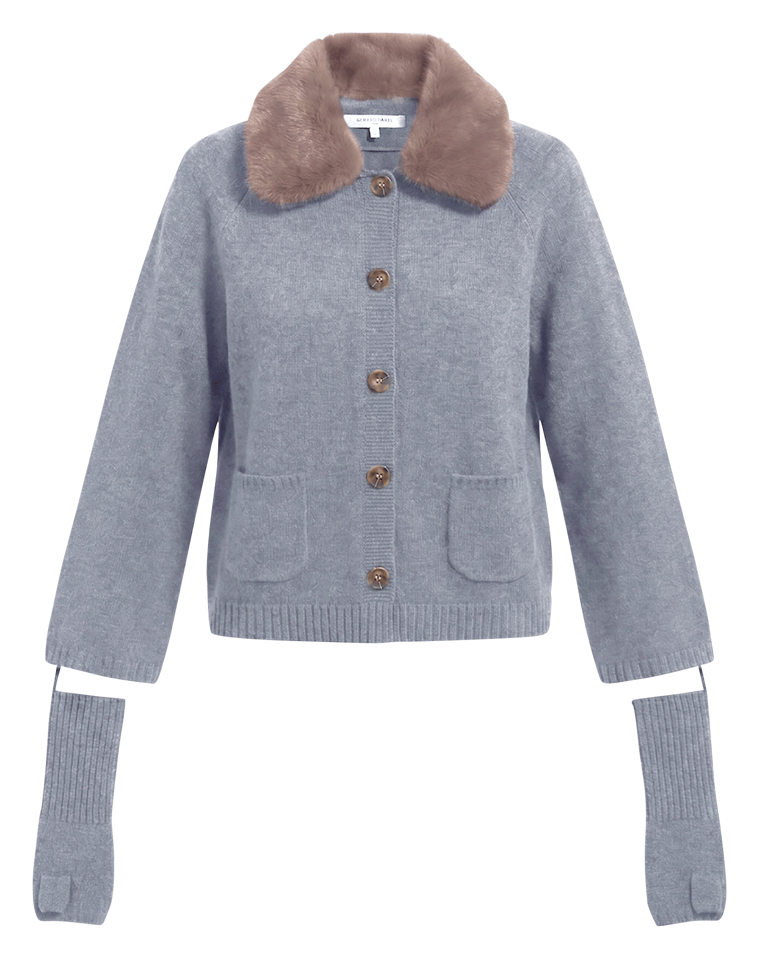 Plain buttoned cashmere cardigan GERARD DAREL Grey