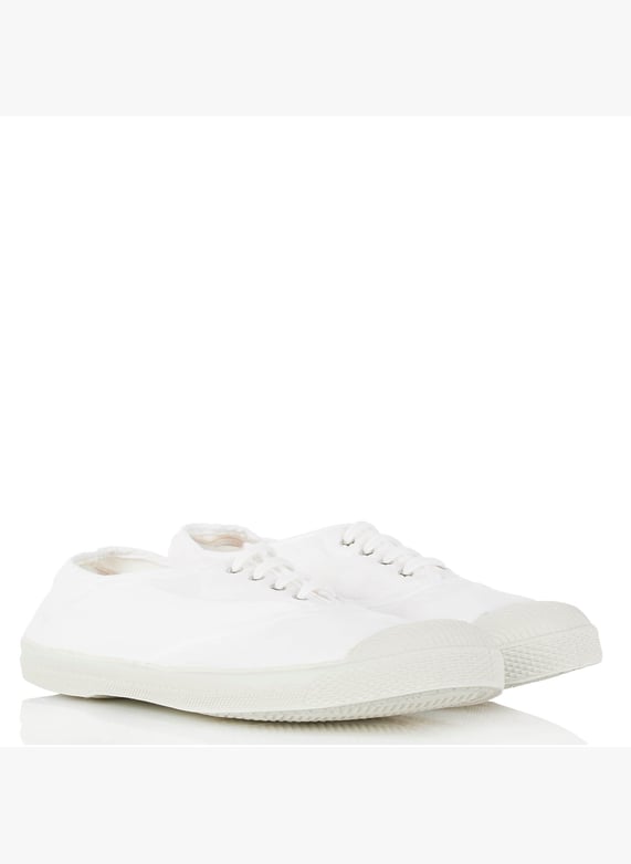 Tennis à lacets en toile de coton Blanc Bensimon Femme Place