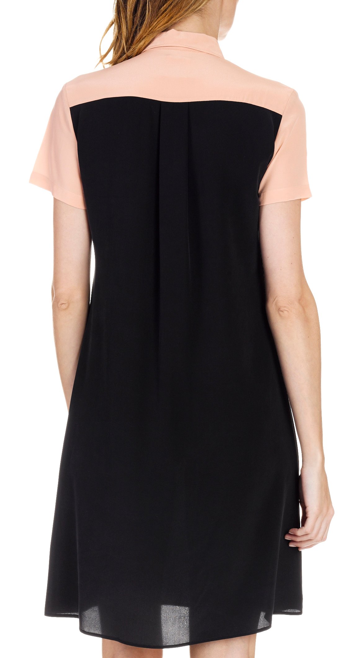 Two-tone silk shirt dress  ATTIC AND BARN Black