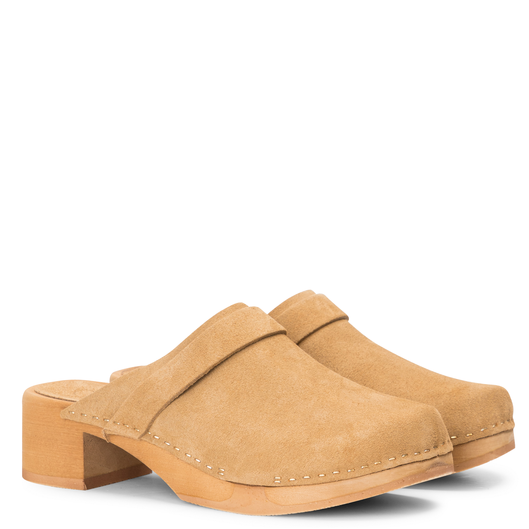 Sabots à talon en cuir velours BOSABO Beige