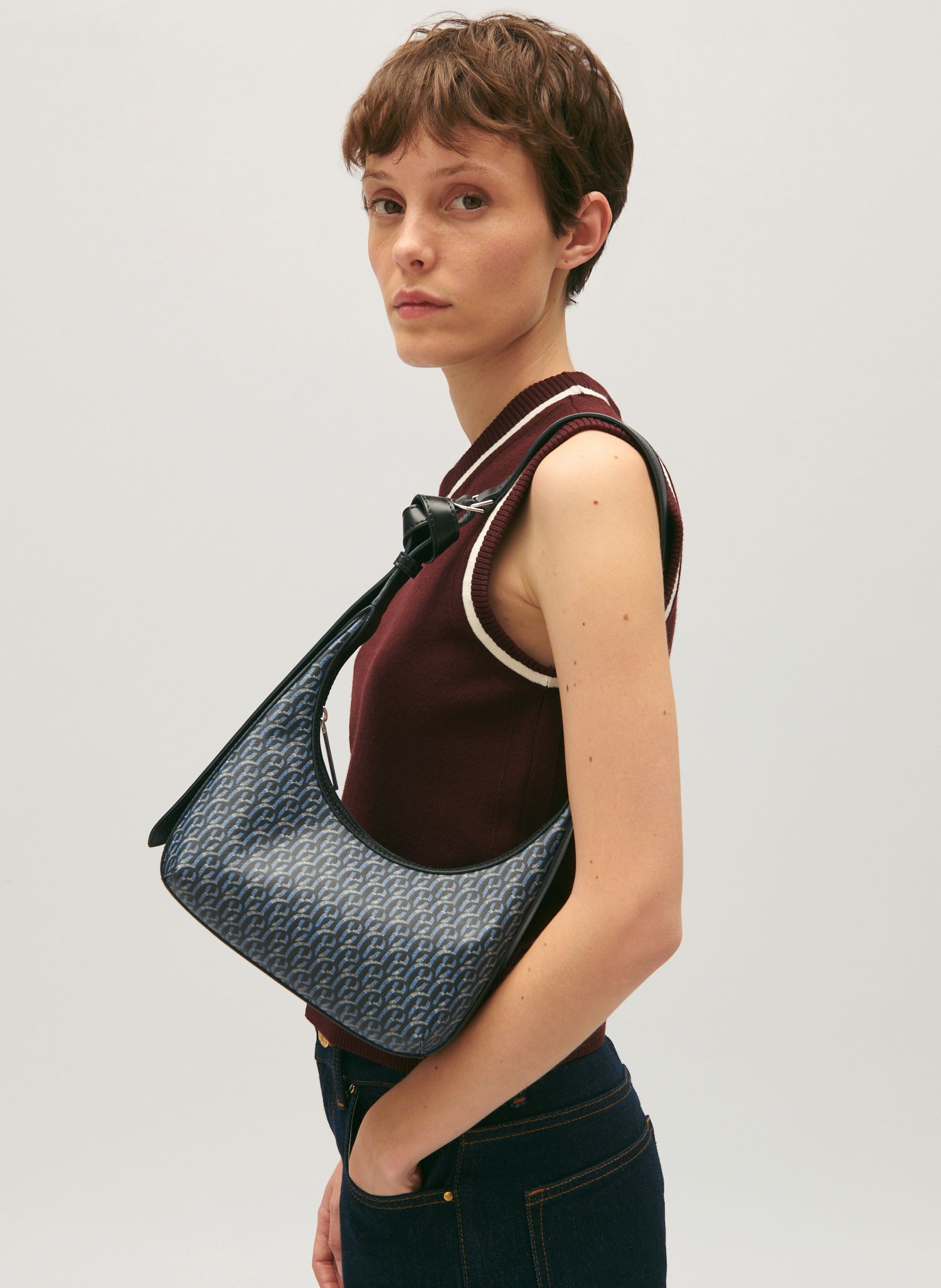 Sac Monogramme En Toile Enduite Andreamonogram Bleu Claudie