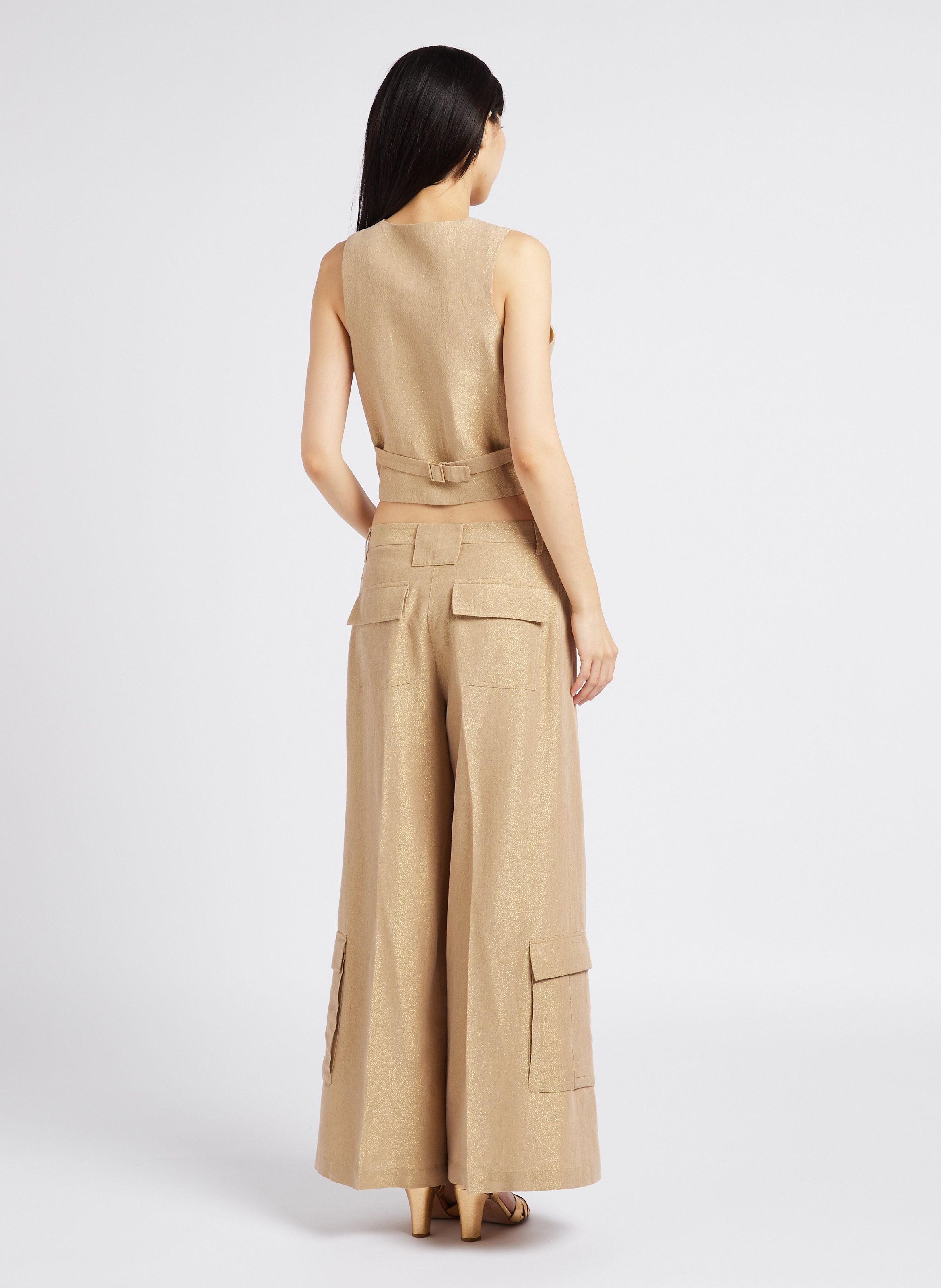Wide-leg linen-blend pants MES DEMOISELLES Golden