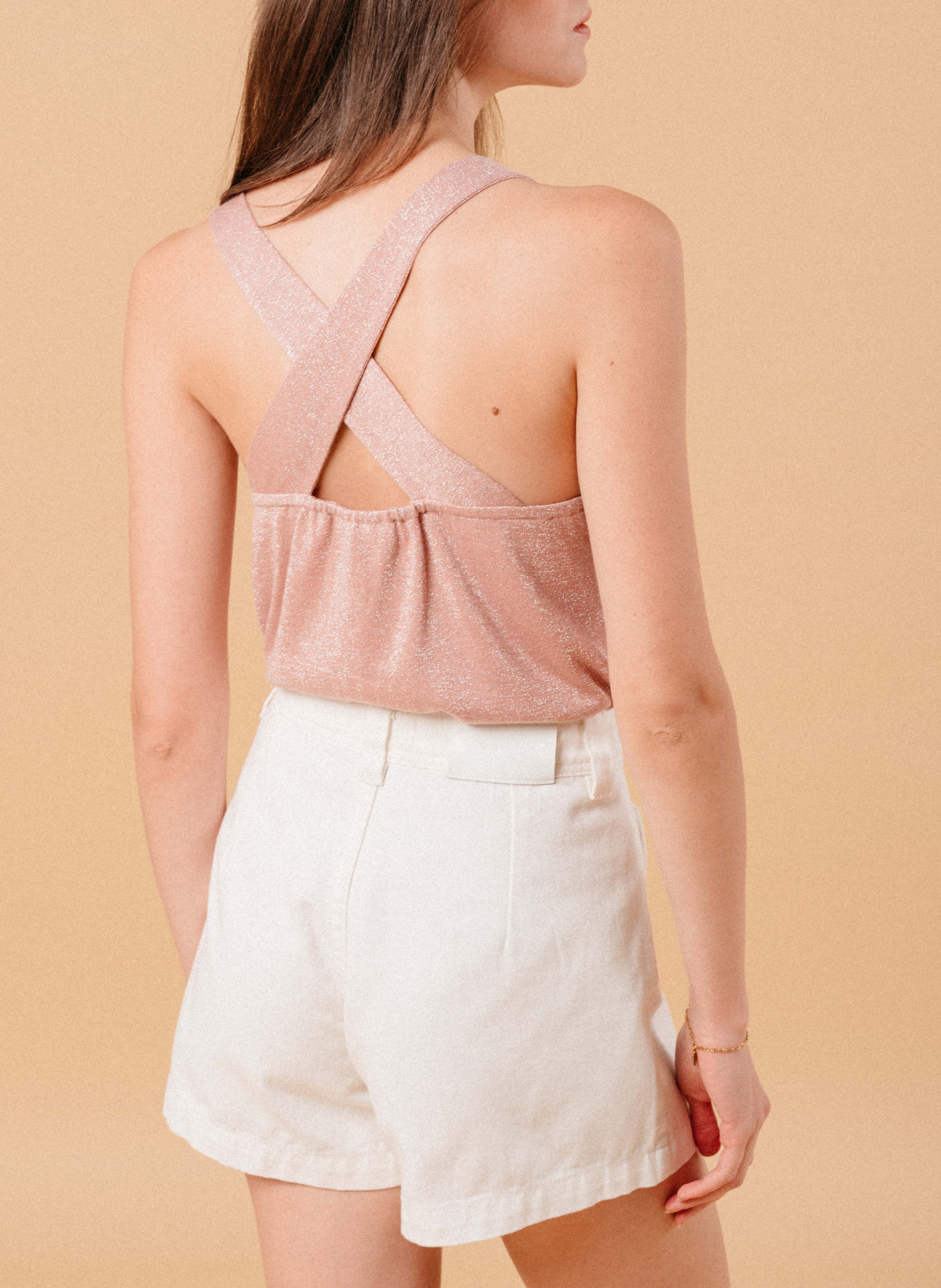 V-neck lurex top GRACE ET MILA Pink