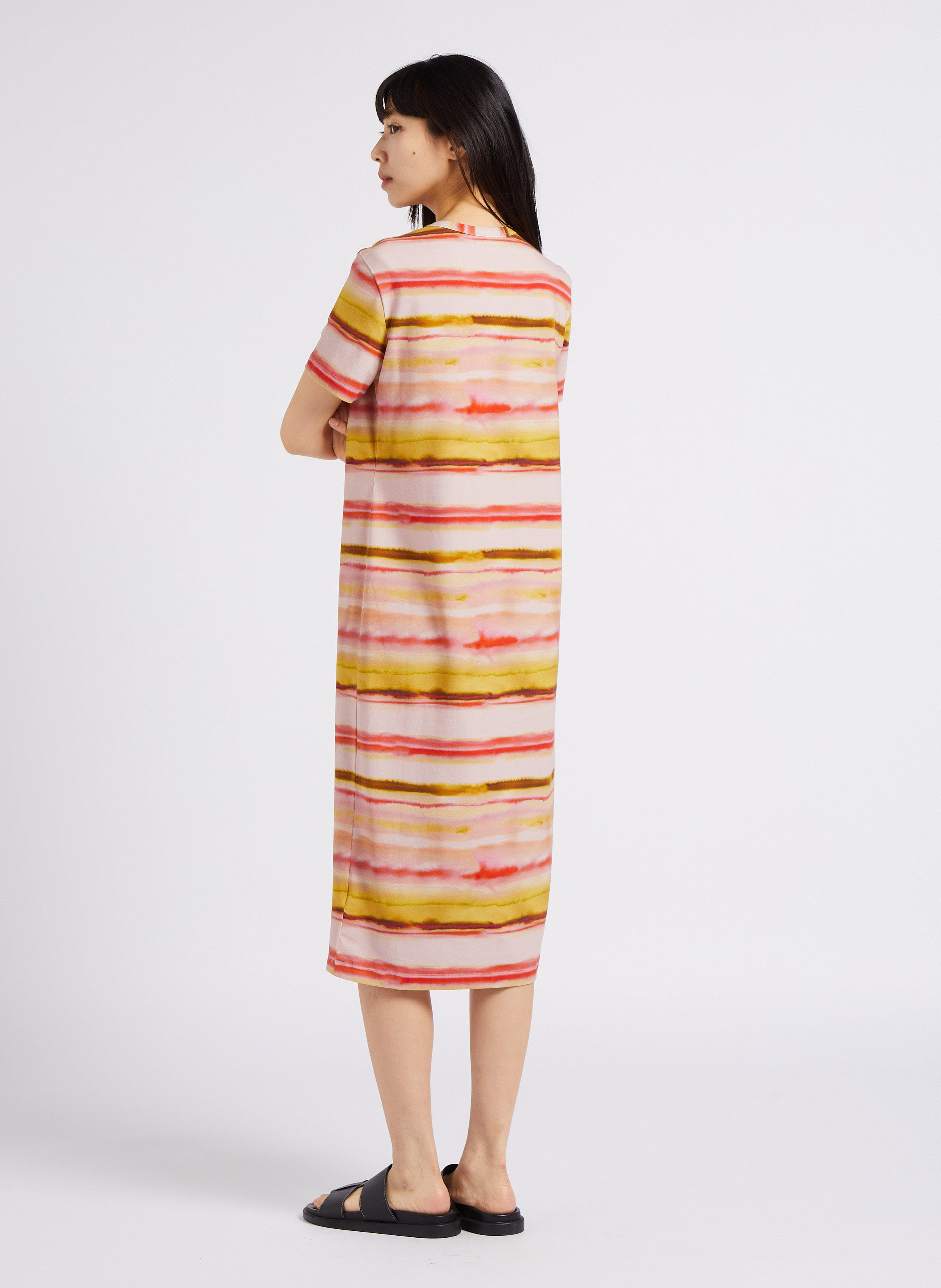 Straight cotton-blend round-neck midi dress PAUL SMITH Pink