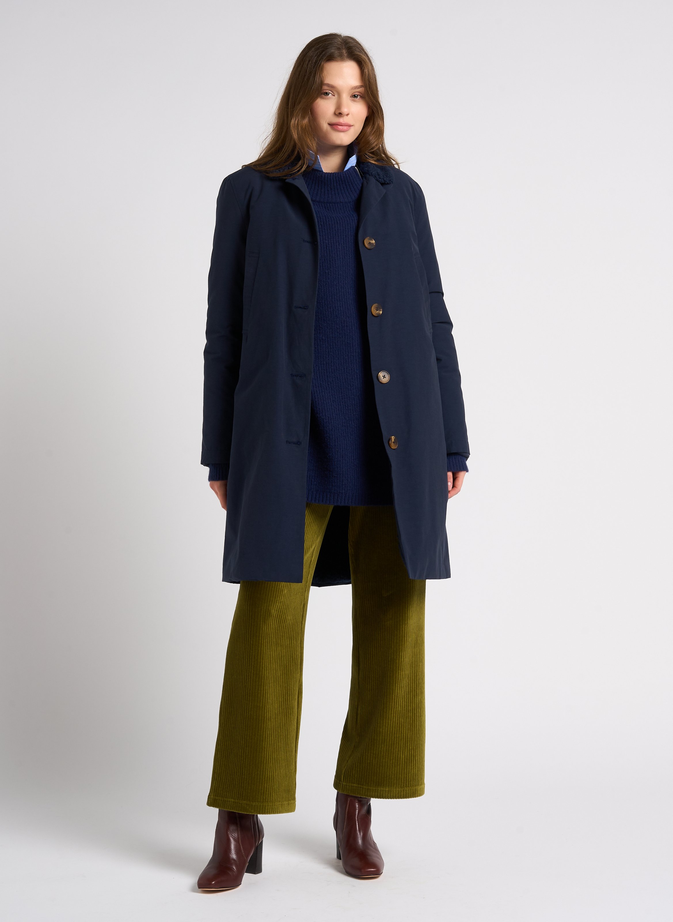 Parka Mit Klappkragen Aus Baumwollmischung Navy Nice Things Damen WWT009 134 NAVY Place des Tendances Deutschland