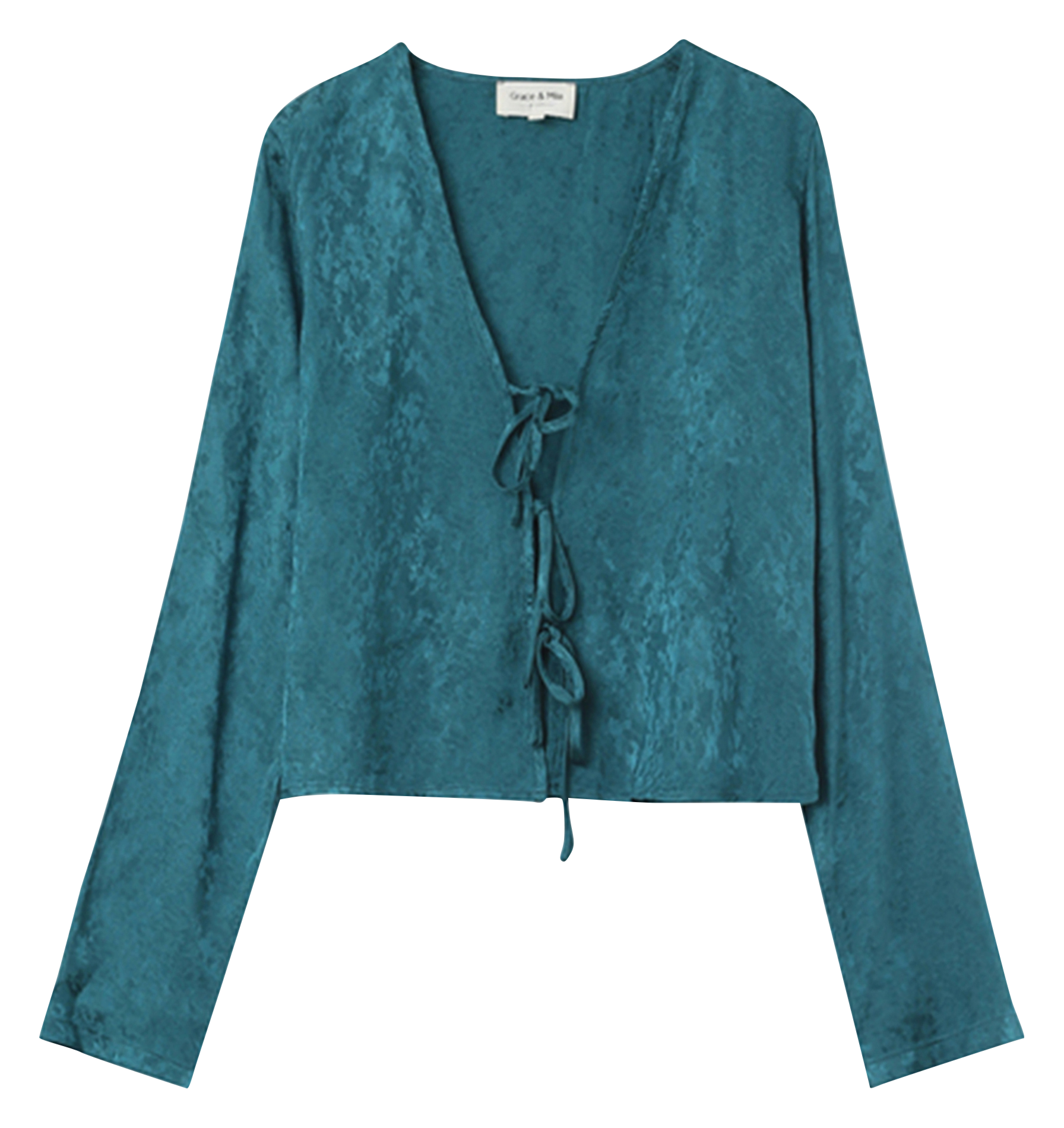 Jacquard V-neck top GRACE ET MILA Green