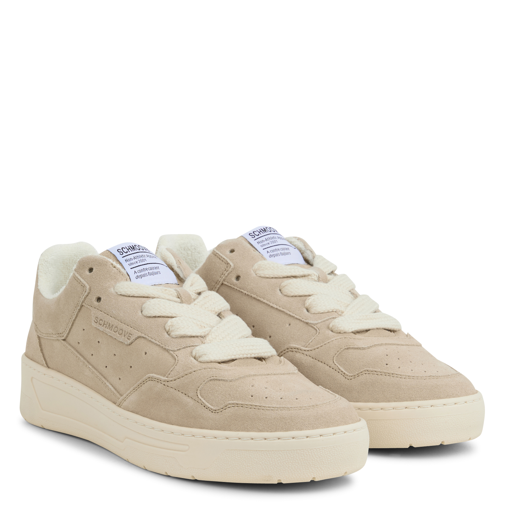 Baskets basses en cuir velours Beige