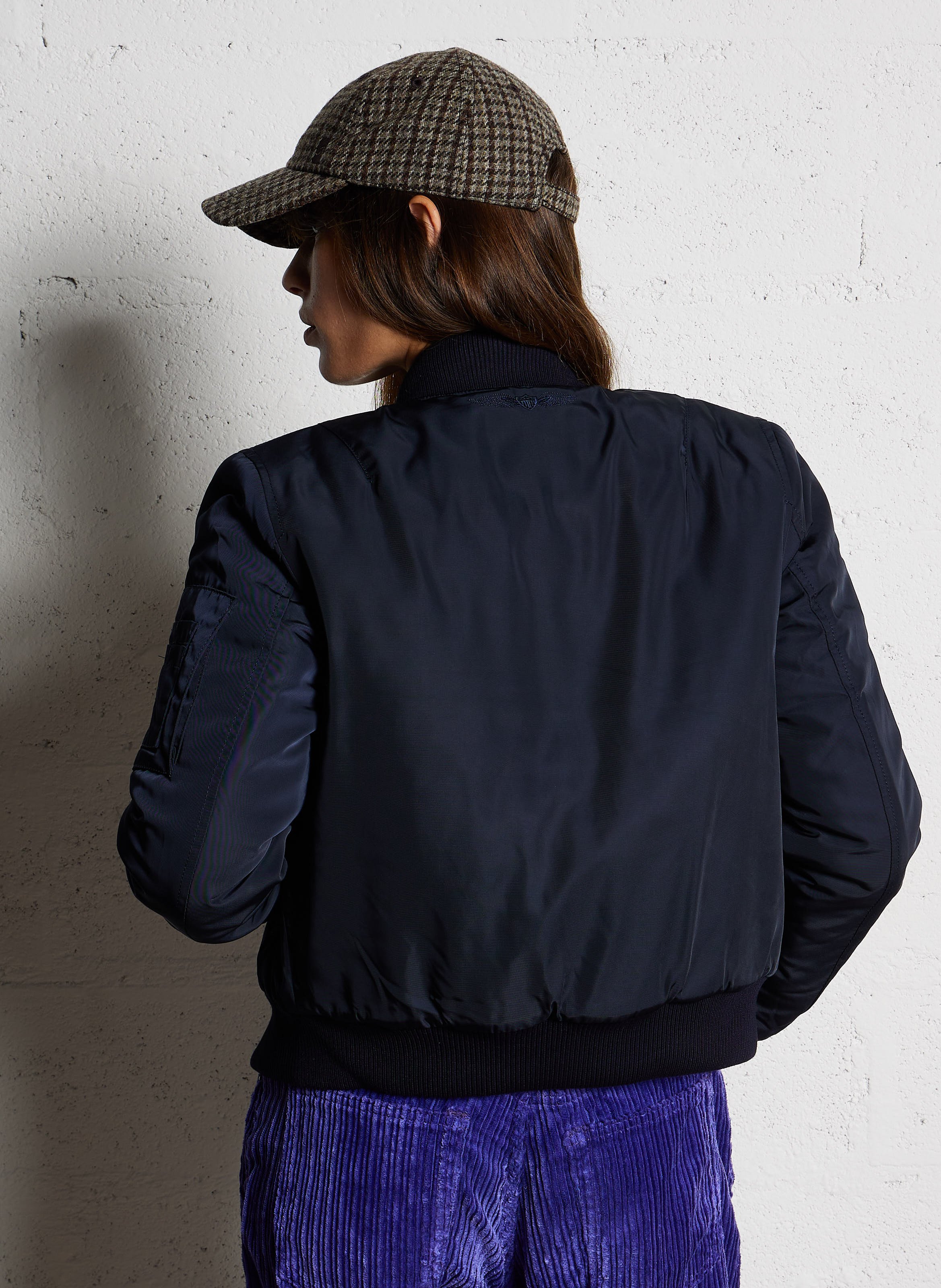 Bomber col teddy cintré BOMBERS ORIGINAL Bleu