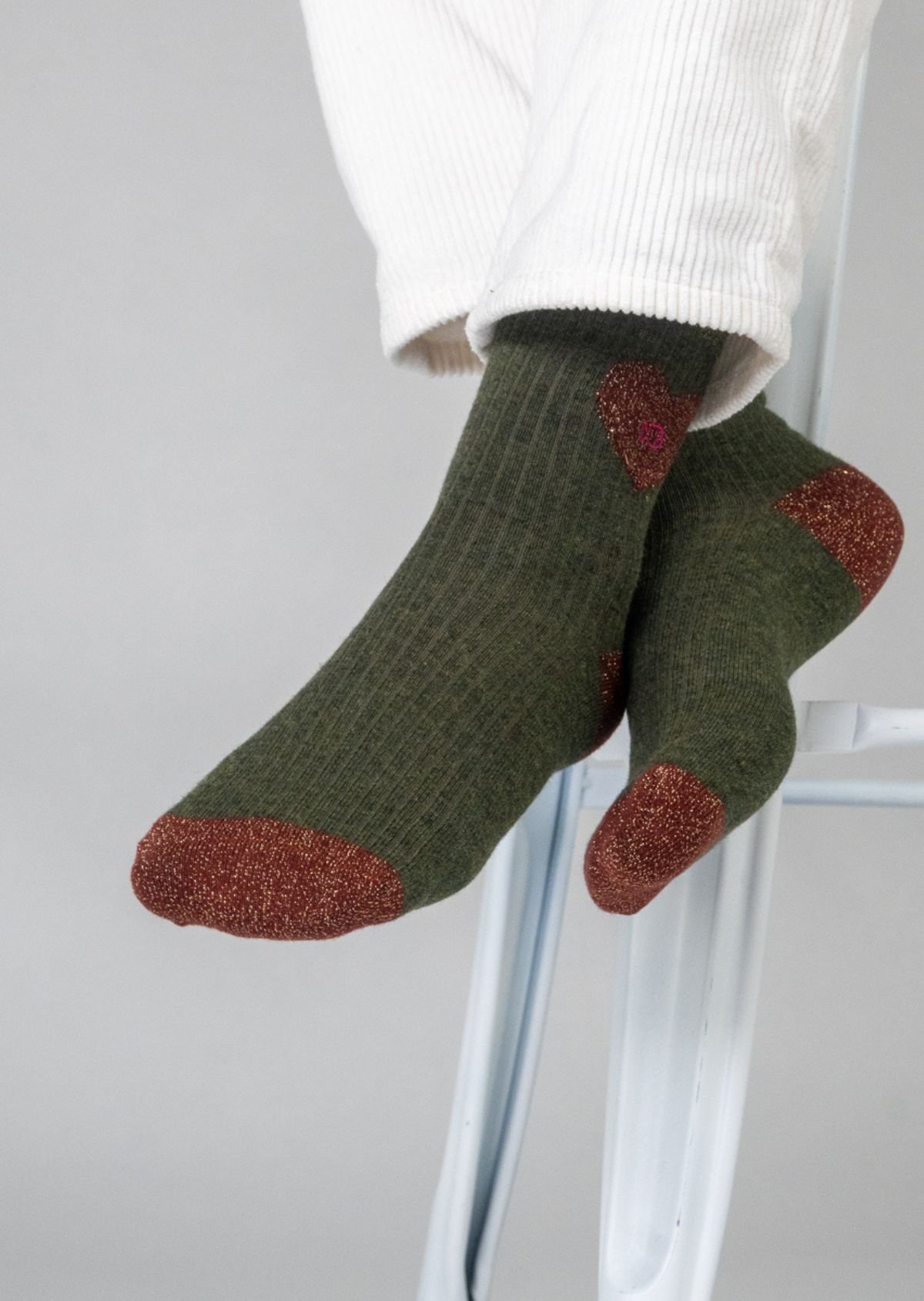Combed cotton heart socks BILLYBELT Green