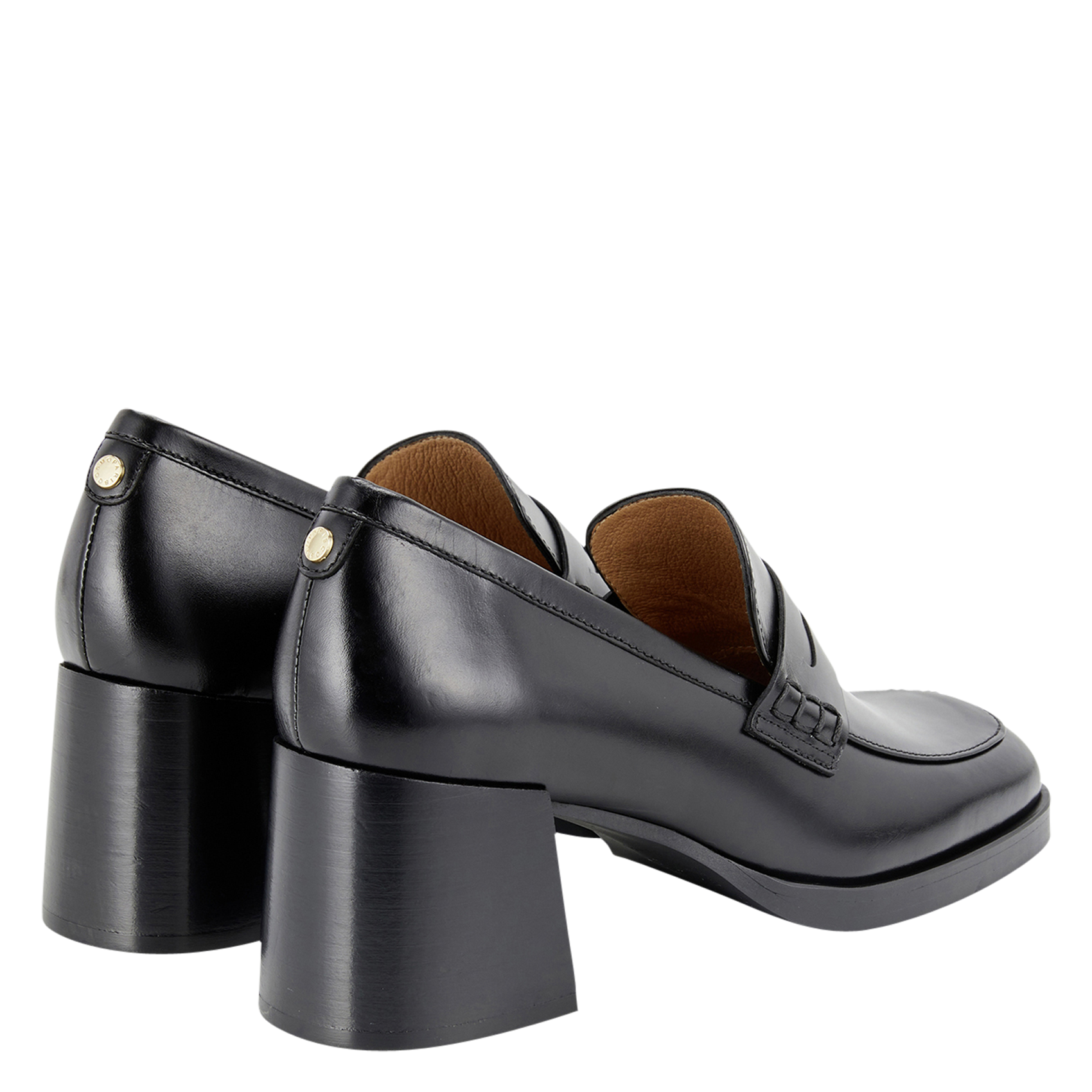 Heeled leather loafers COSMOPARIS Black