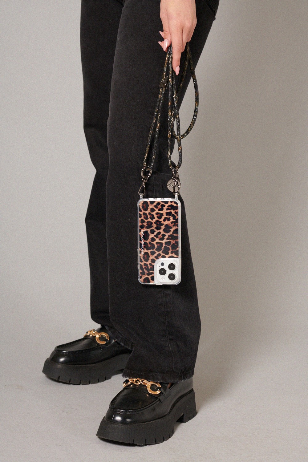 Cordon de téléphone en strass LA COQUE FRANCAISE Marron