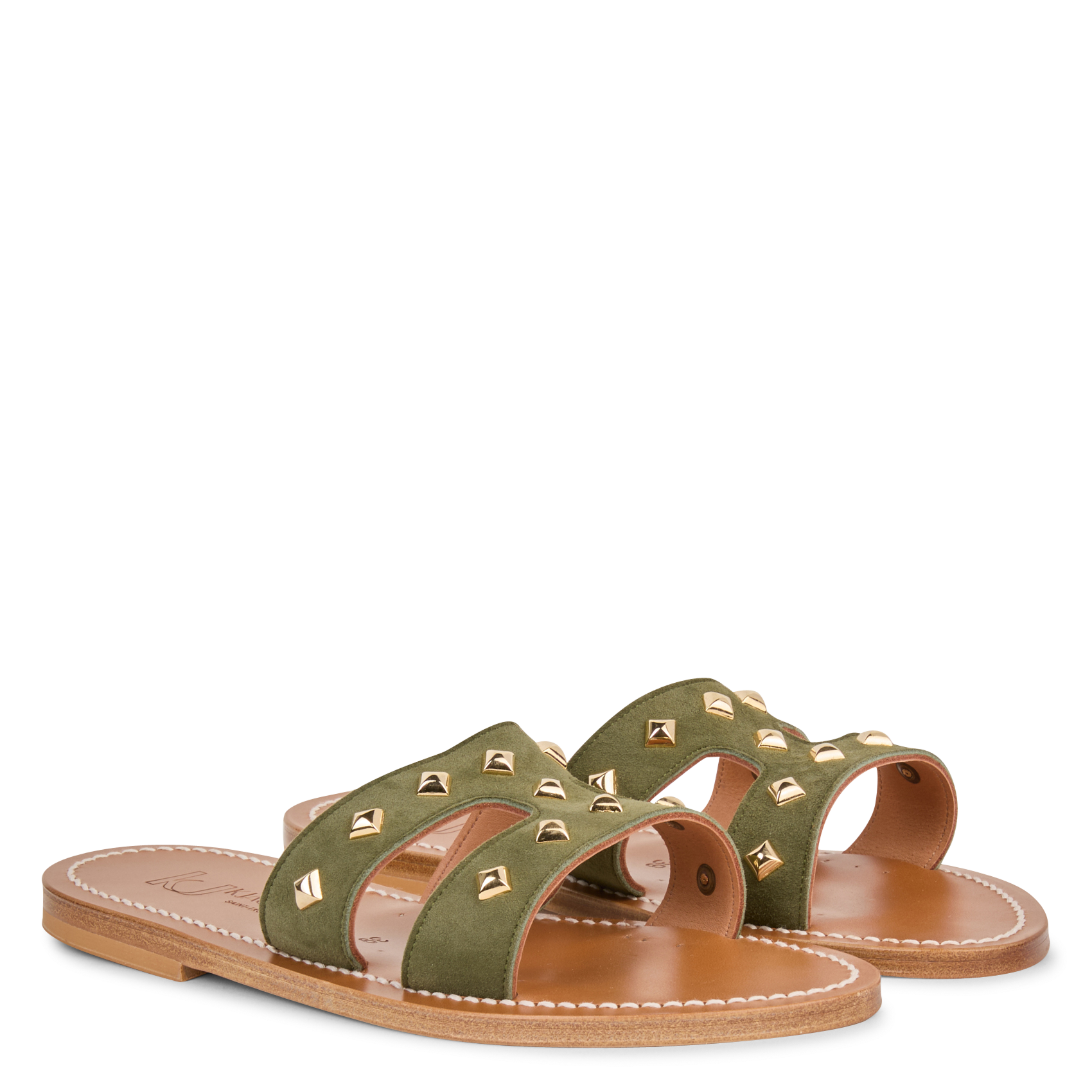 Claquette à découpes en cuir K JACQUES Vert