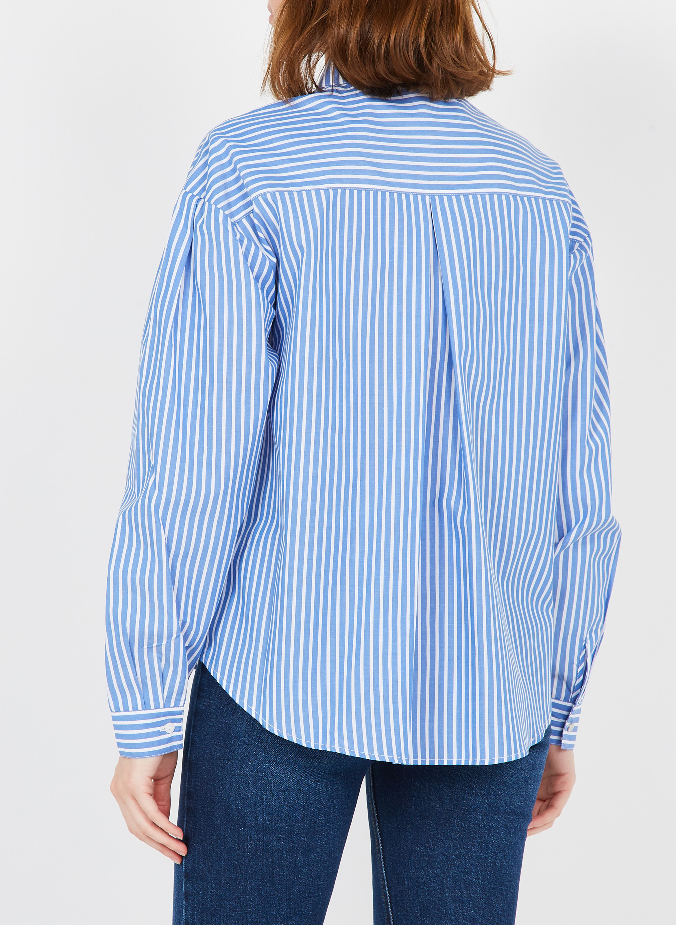 Striped cotton poplin shirt ONE STEP Blue