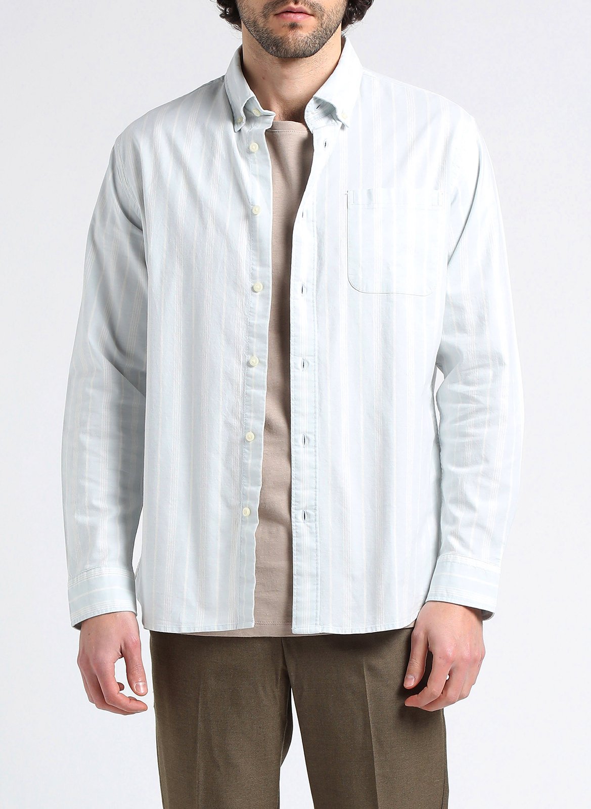 Chemise col américain en coton mélangé  SELECTED